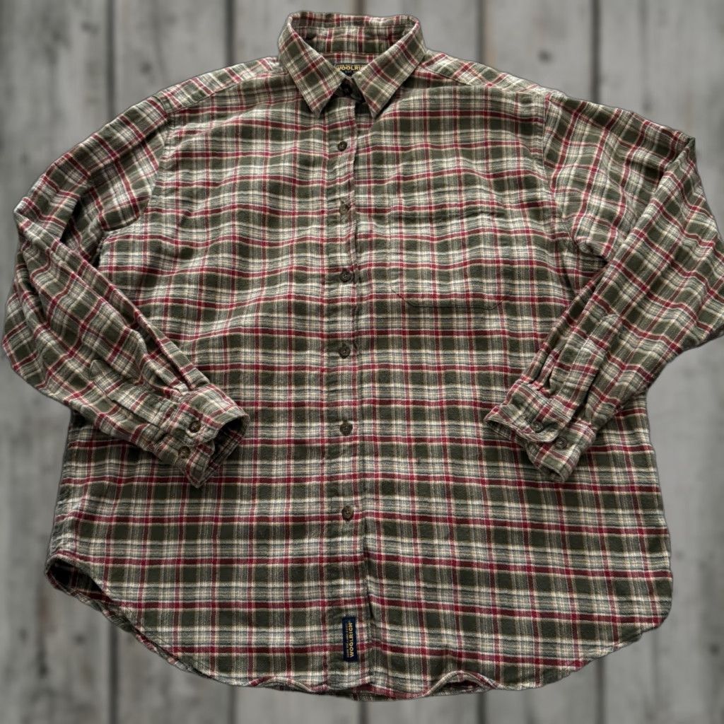 Vintage Woolrich Flannel Shirt Womens Large Green Plaid Button Up 100% Cotton Size L / US 10 / IT 46 - 1 Thumbnail