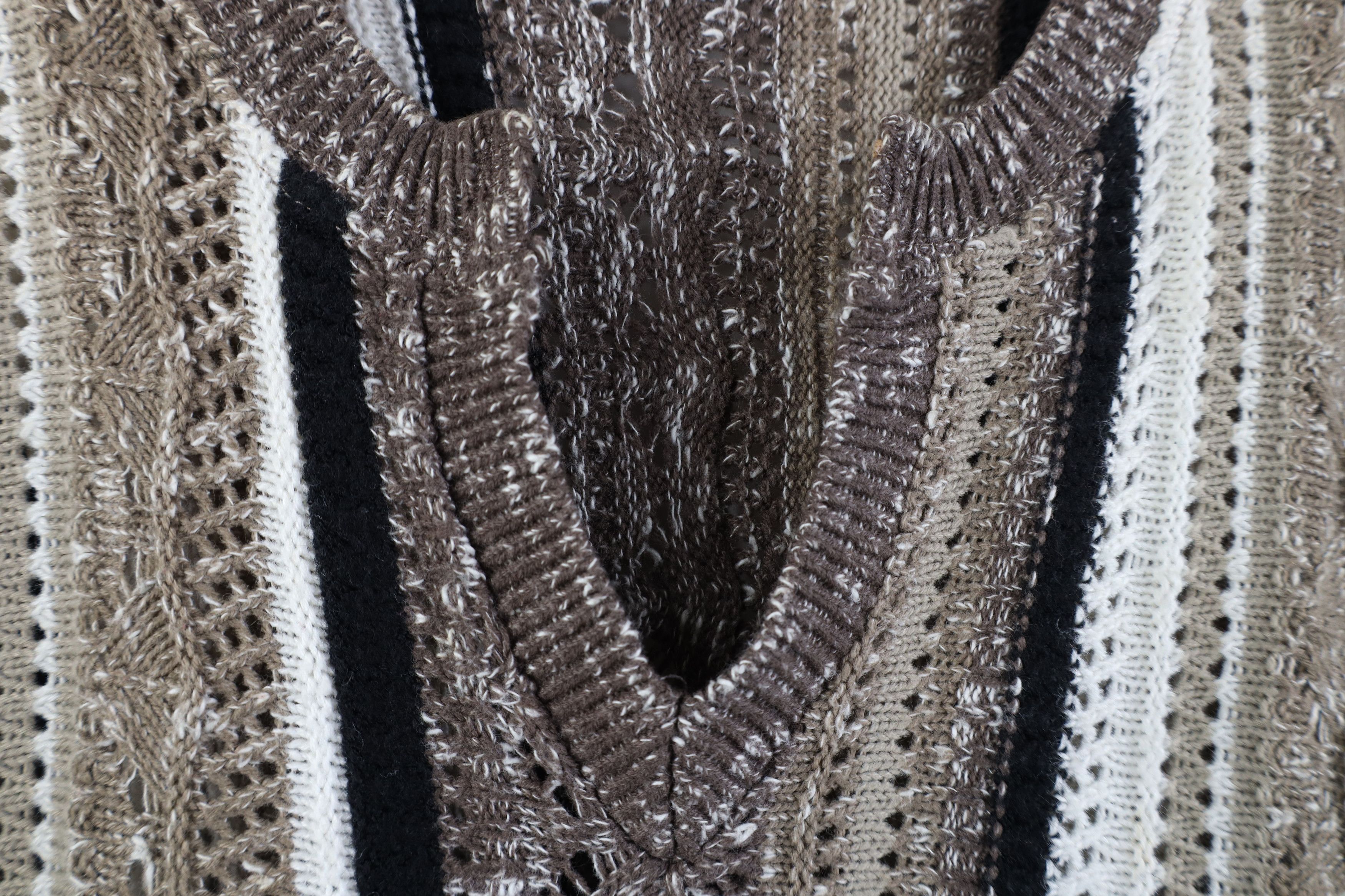 Vintage Vintage 90s Coogi Style Crochet Knit Sweater Earth Tone Size 3XL / US 20-22 - 9 Thumbnail