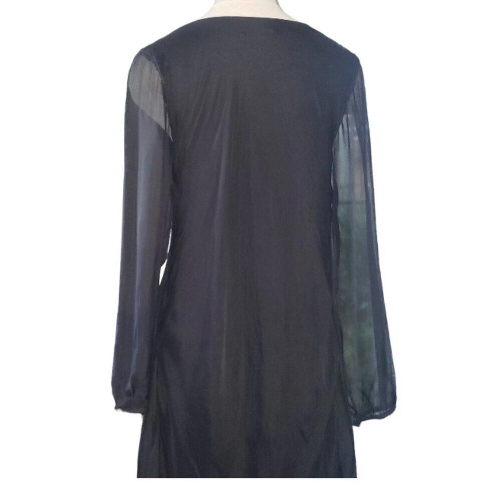 Designer CT1568 NT by Amati Black Layered Dress Sequined Neck Trim L Size L / US 10 / IT 46 - 7 Thumbnail