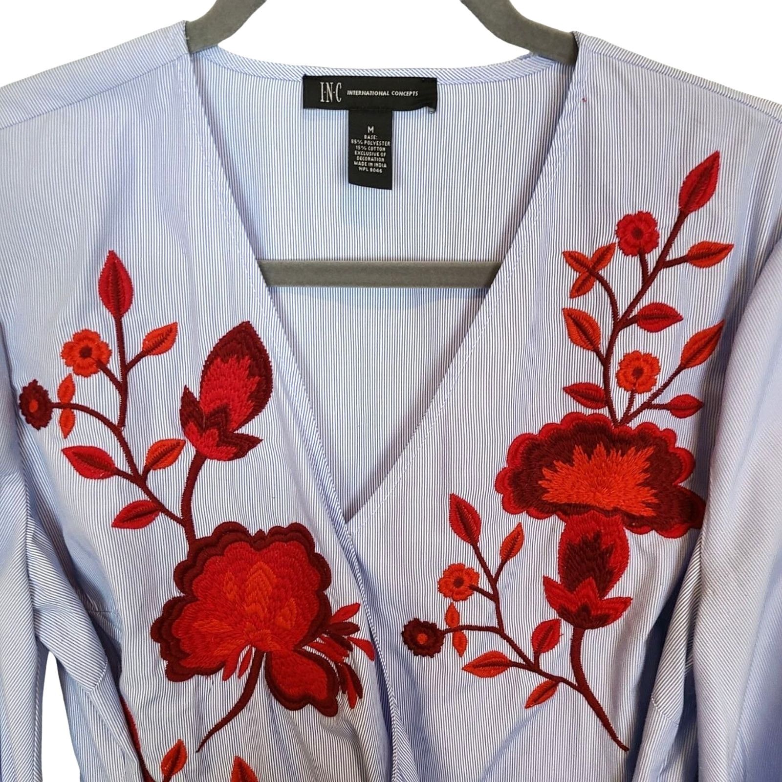 Incarnation INC International Concepts Womens Peasant Top Floral Embroid Size M / US 6-8 / IT 42-44 - 2 Thumbnail