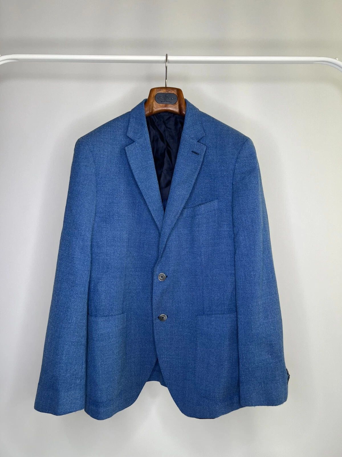 Hugo Boss Hugo Boss Reda Blue Half-Lined Super 110 Wool Blazer Size 40R - 4 Thumbnail