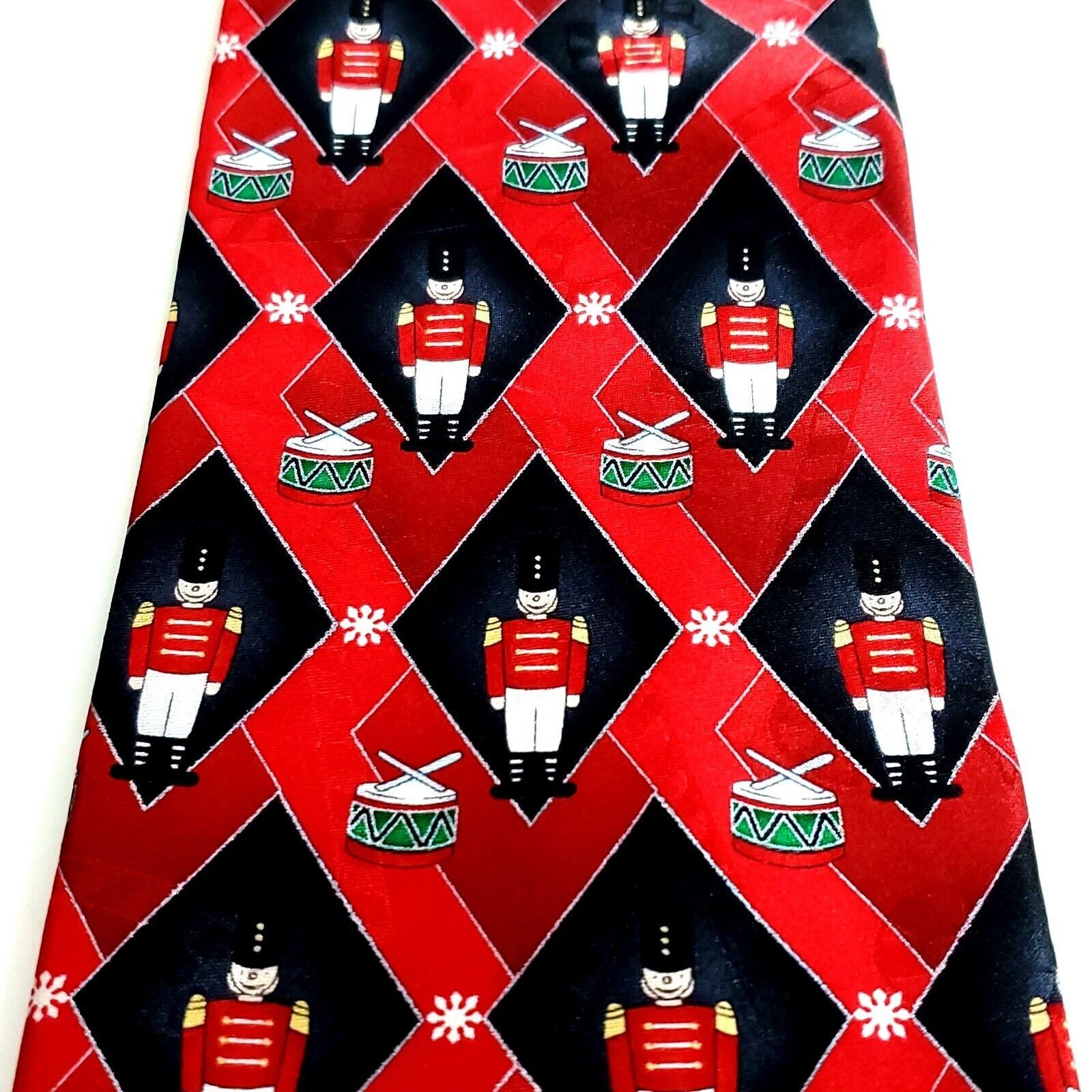 Designer Yule Tie Greetings Hallmark Nutcracker Jacquard Print Red Bl Size ONE SIZE - 3 Thumbnail