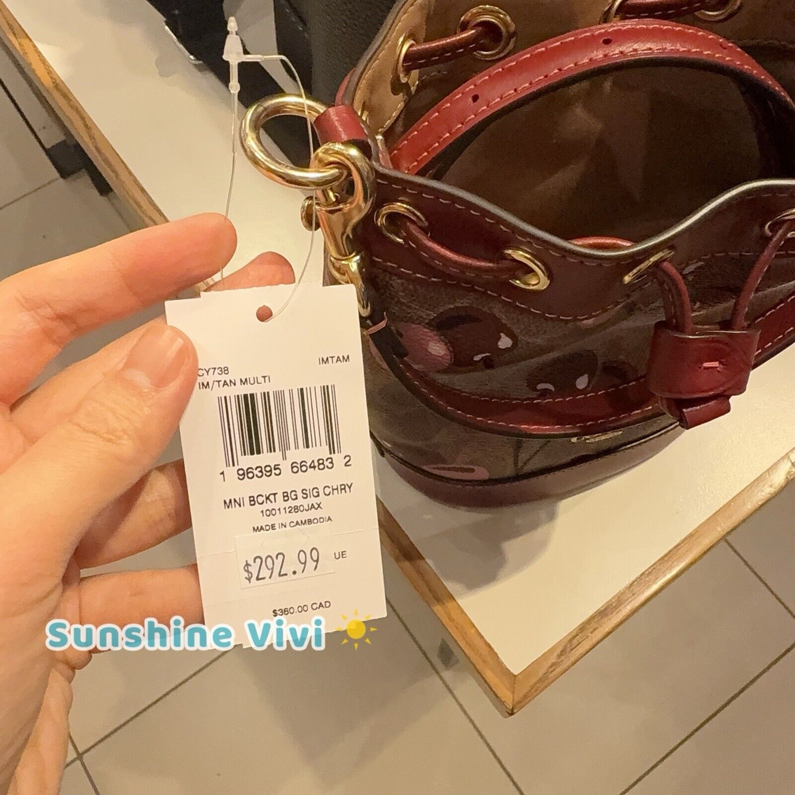 Coach Coach Mini Bucket Bag In Signature Canvas Cherry CY738 NWT Size ONE SIZE - 4 Thumbnail
