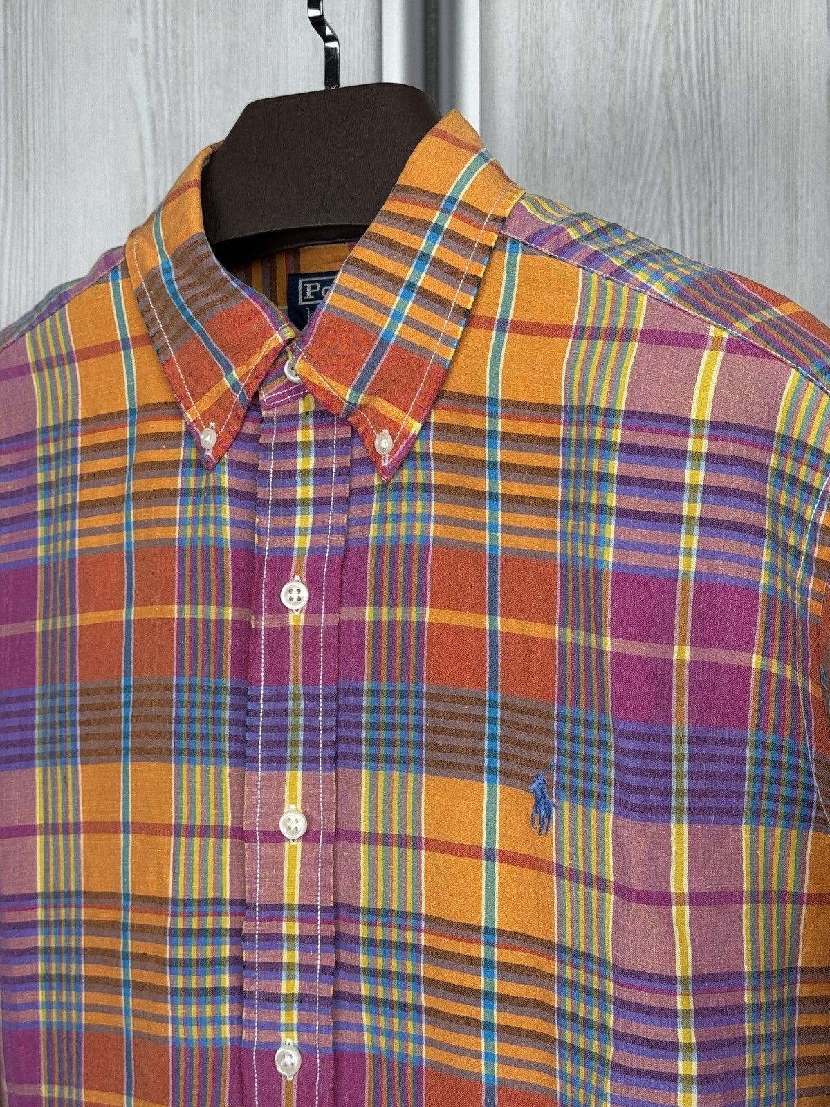 Polo Ralph Lauren Ralph Lauren Shirt Mens Madras Plaid Linen Silk Custom Fit M Size US M / EU 48-50 / 2 - 7 Thumbnail