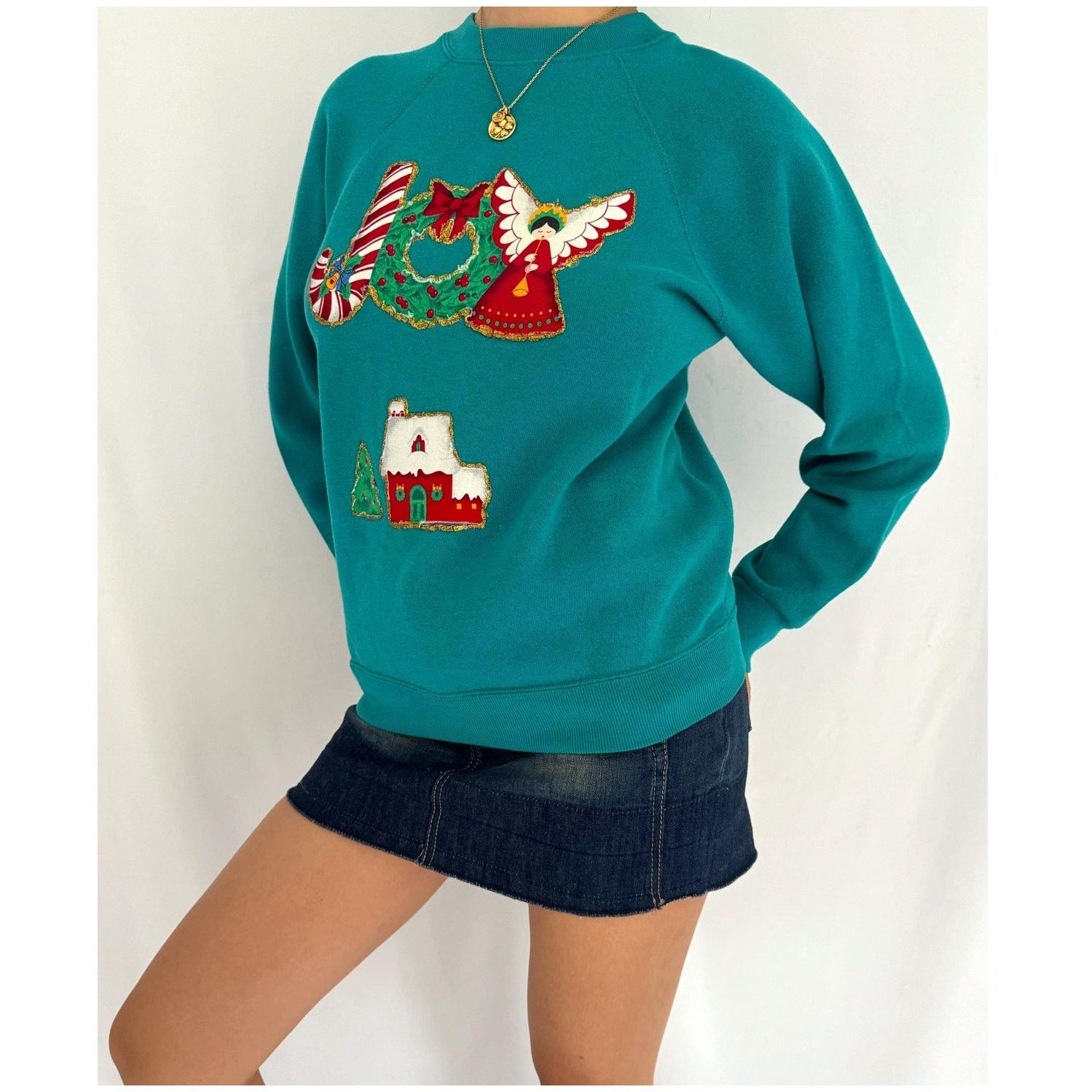 Other 90s vintage festive holiday JOY handmade pullover sweatshirt Size S / US 4 / IT 40 - 3 Thumbnail