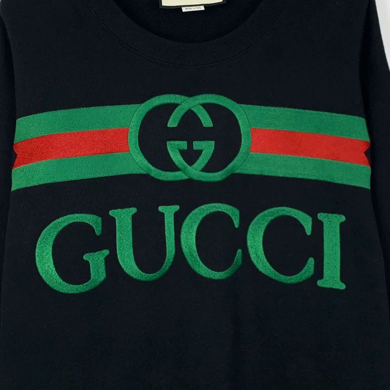 Gucci Gucci Black logo printed cotton round-neck long-sleeved swe Size US M / EU 48-50 / 2 - 4 Thumbnail