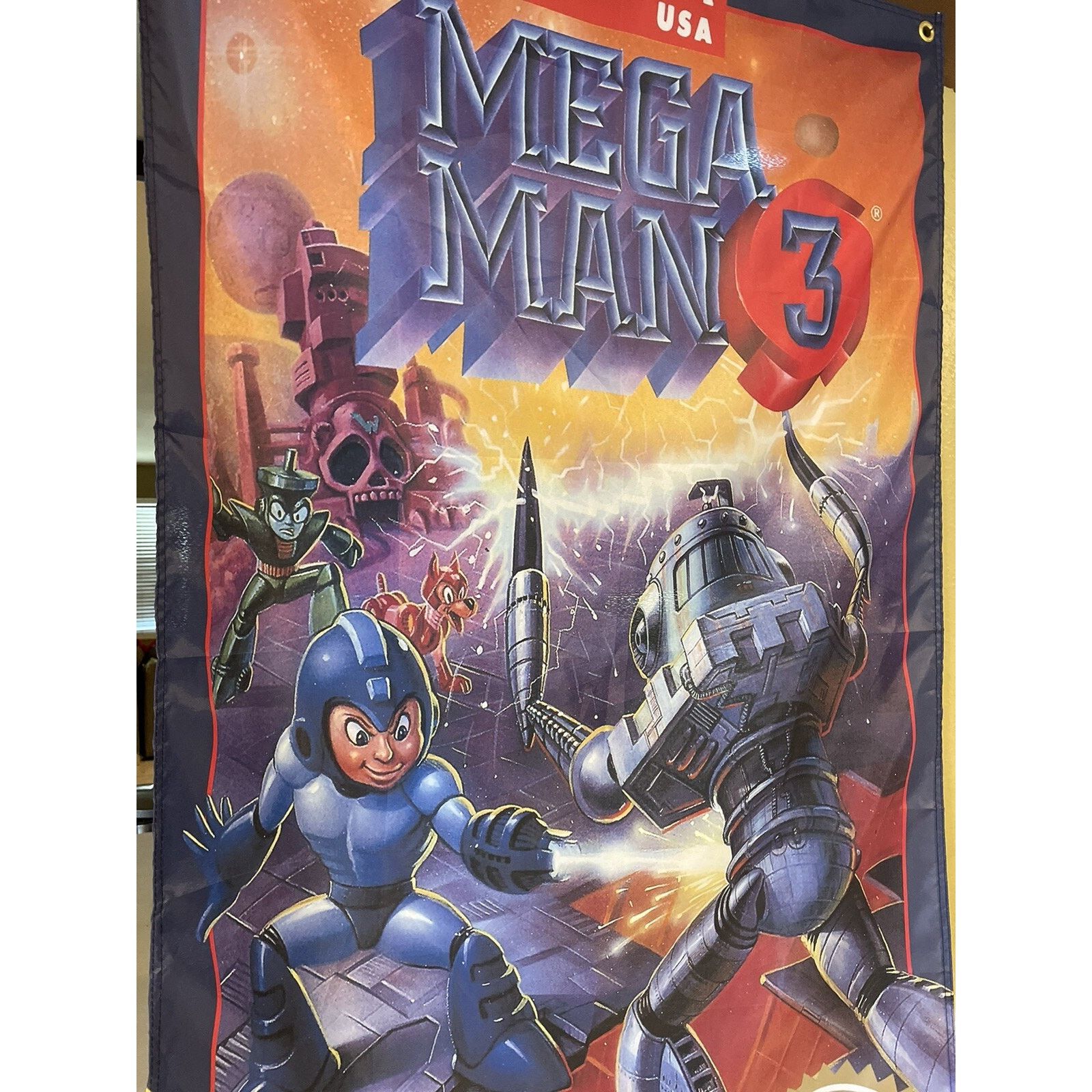 Nintendo Mega Man 3 5ft Flag Nintendo NES 1990 Banner Poster Capcom Size ONE SIZE - 2 Thumbnail