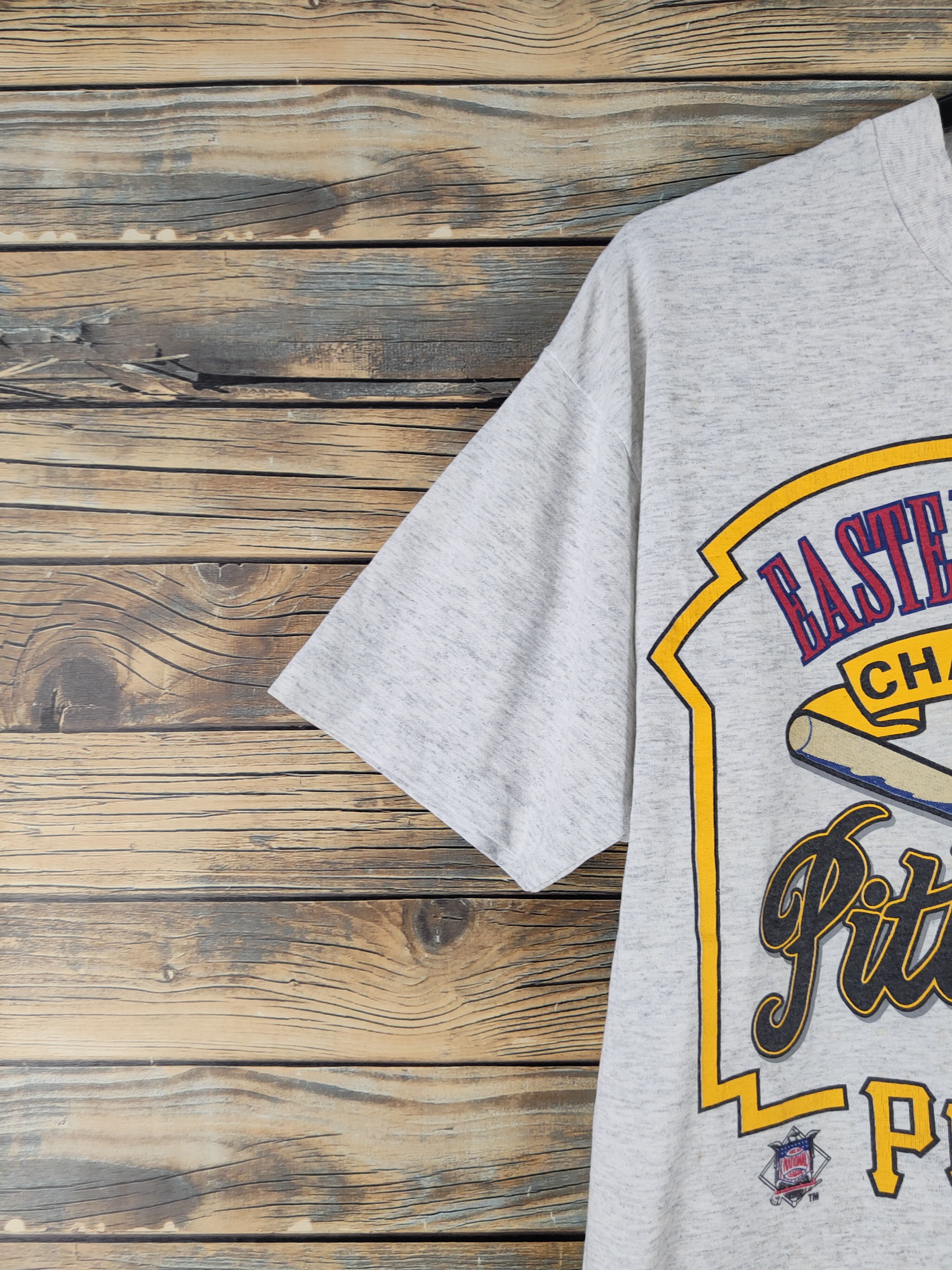 MLB × Vintage DL Trau & Loevner Pittburgh Gray Short Sleeve T-shirt #1038 Size US M / EU 48-50 / 2 - 5 Thumbnail