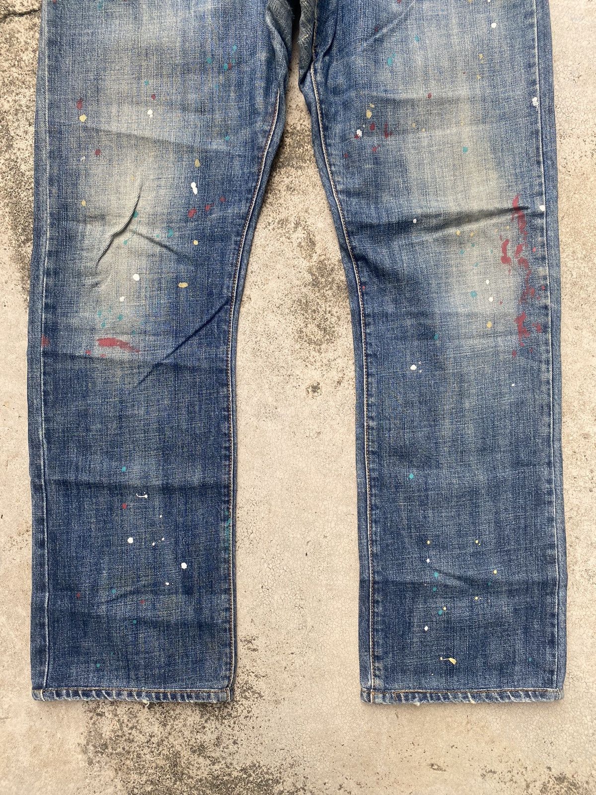 Armani × Armani Exchange × Le Grande Bleu (L.G.B.) Armani Jeans Painted Faded Loose Denim Jeans Size US 33 - 10 Thumbnail