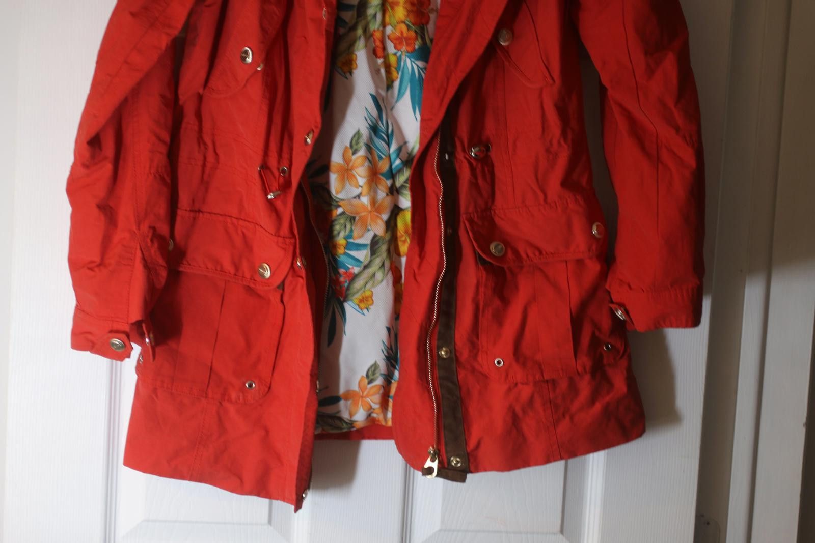 Point Zero Point Zero Red Parka Jacket Floral Hooded Womens Size Small Size S / US 4 / IT 40 - 2 Thumbnail