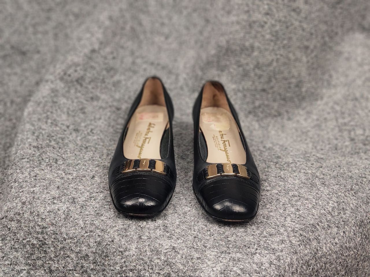 Salvatore Ferragamo Salvatore Ferragamo Vintage Pumps Heel Leather Black Shoes Size US 7.5 / IT 37.5 - 5 Thumbnail