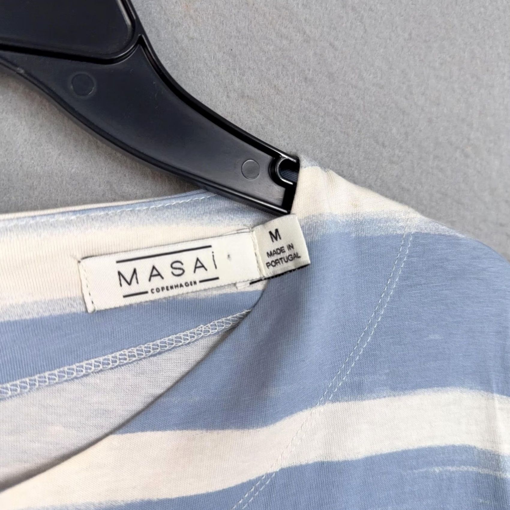 Vintage Masai Dress Womens Medium Blue White Stripe T Shirt Midi Side Slit Jersey Cotton Size M / US 6-8 / IT 42-44 - 4 Thumbnail