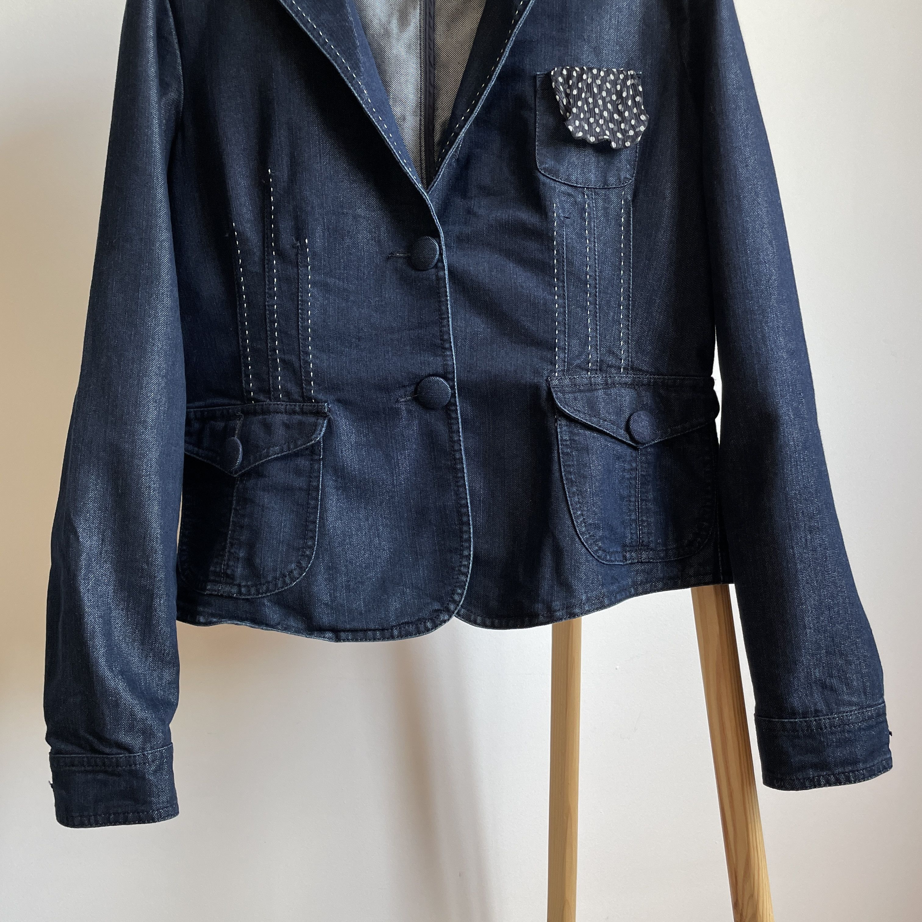 Armani Collezioni Armani Collezioni Womens Denim Blazer Size IT 48 Size XL / US 12-14 / IT 48-50 - 4 Thumbnail