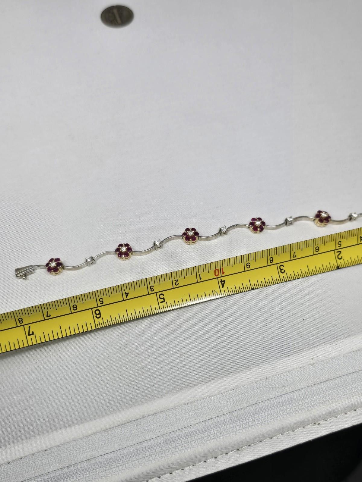 Other Ryan Gems 14K Gold 1.77 ctw Ruby Diamond Flower Bracelet Size ONE SIZE - 5 Thumbnail