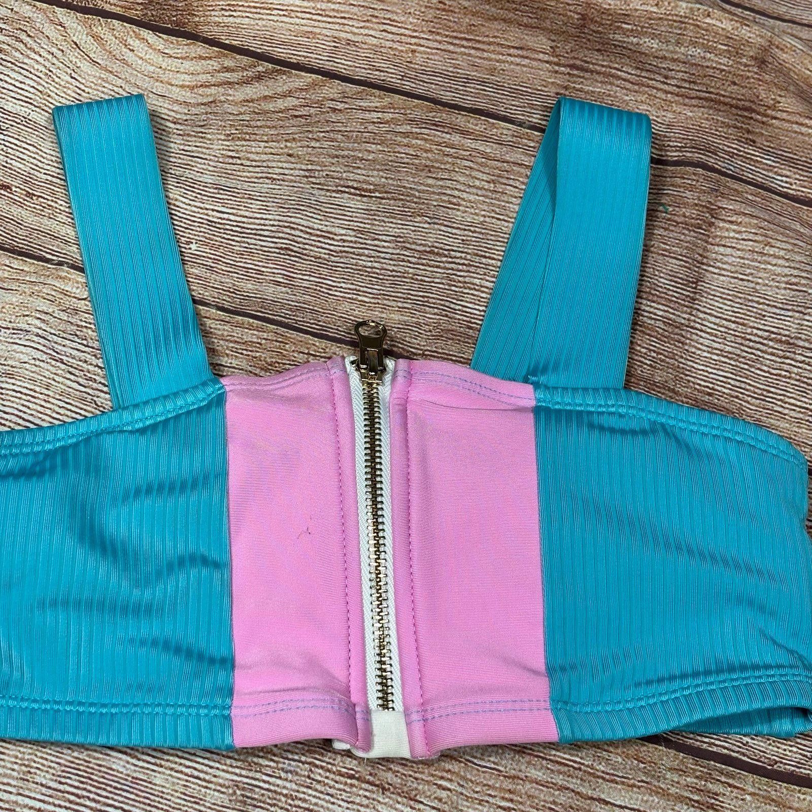 Other Justice Blue and Pink Ribbed Bikini Set Medium Size ONE SIZE - 2 Thumbnail