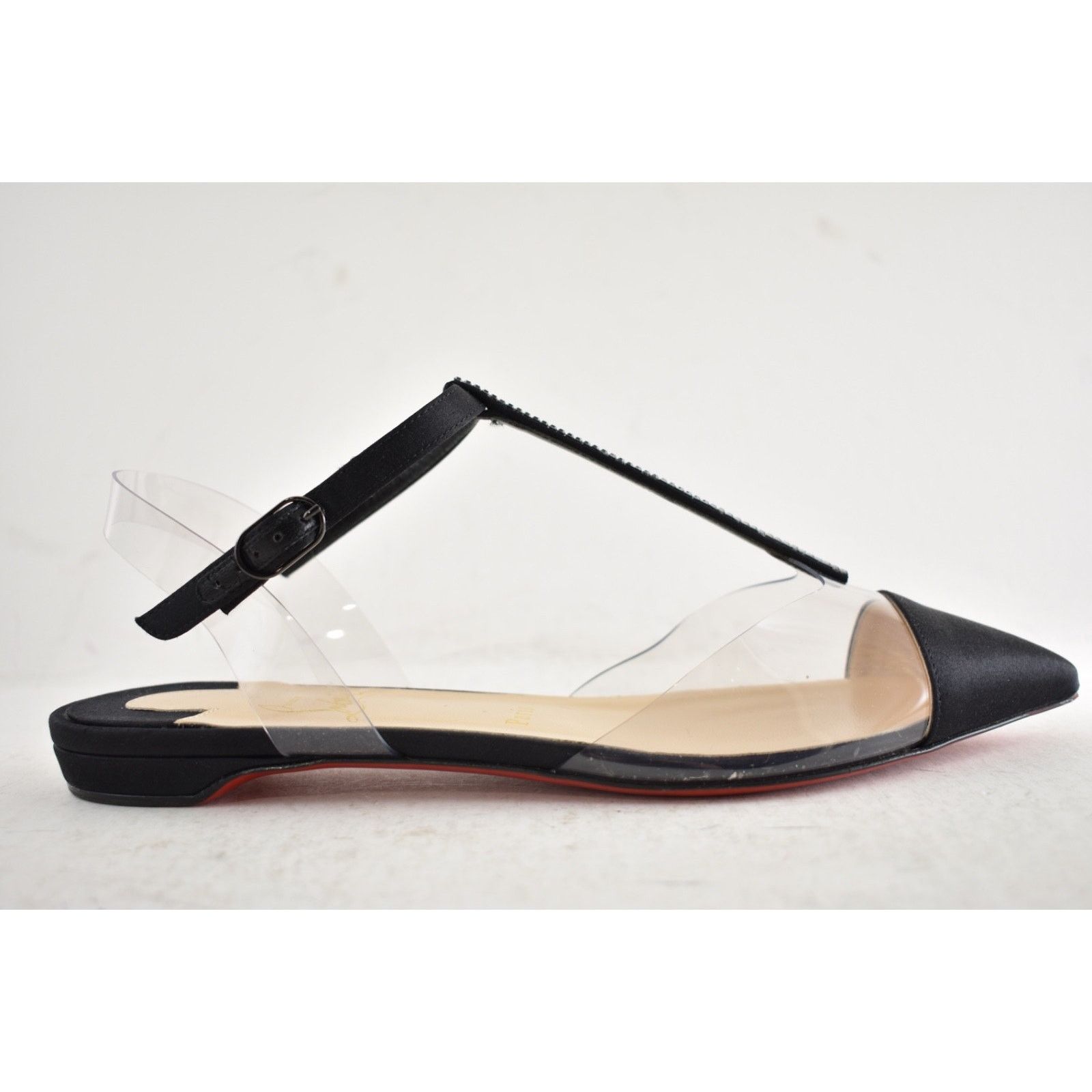Christian Louboutin Christian Louboutin Nosy Strass Black PVC T Strap Flat 38 Size US 8 / IT 38 - 2 Thumbnail