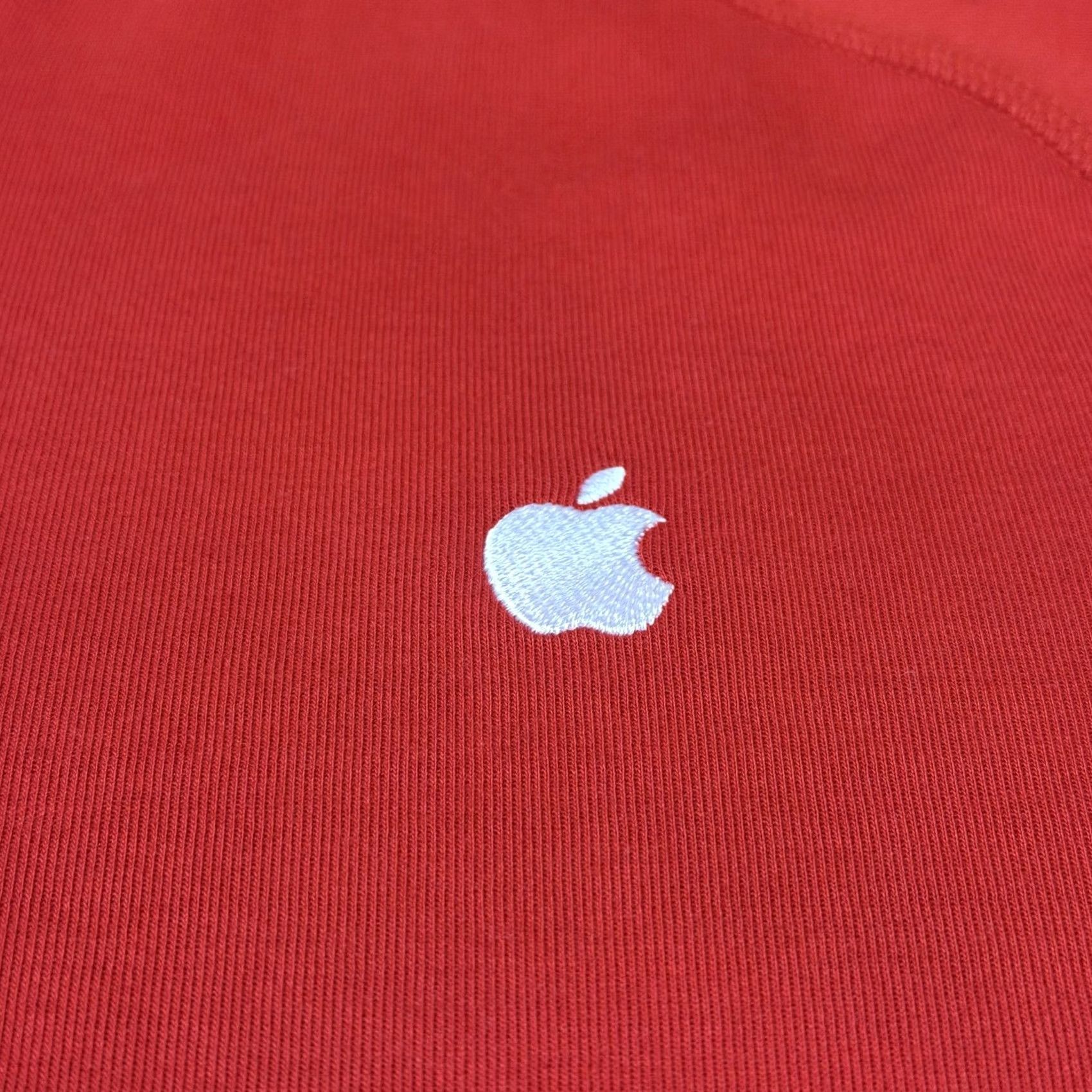Apple Apple Mens Sweatshirt M Red 1/4 Zip Mock Neck Pullover Logo Pockets Warm Knit Size US M / EU 48-50 / 2 - 4 Thumbnail