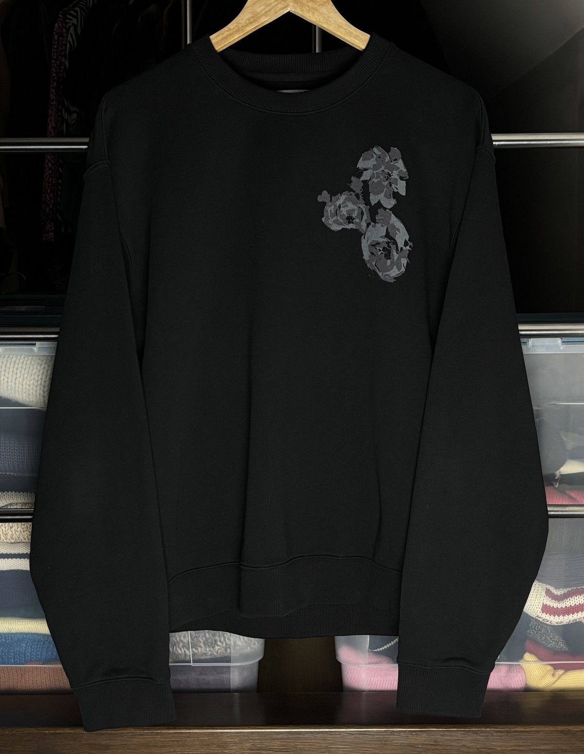 Kenzo Floral Print Black Crewneck Sweatshirt