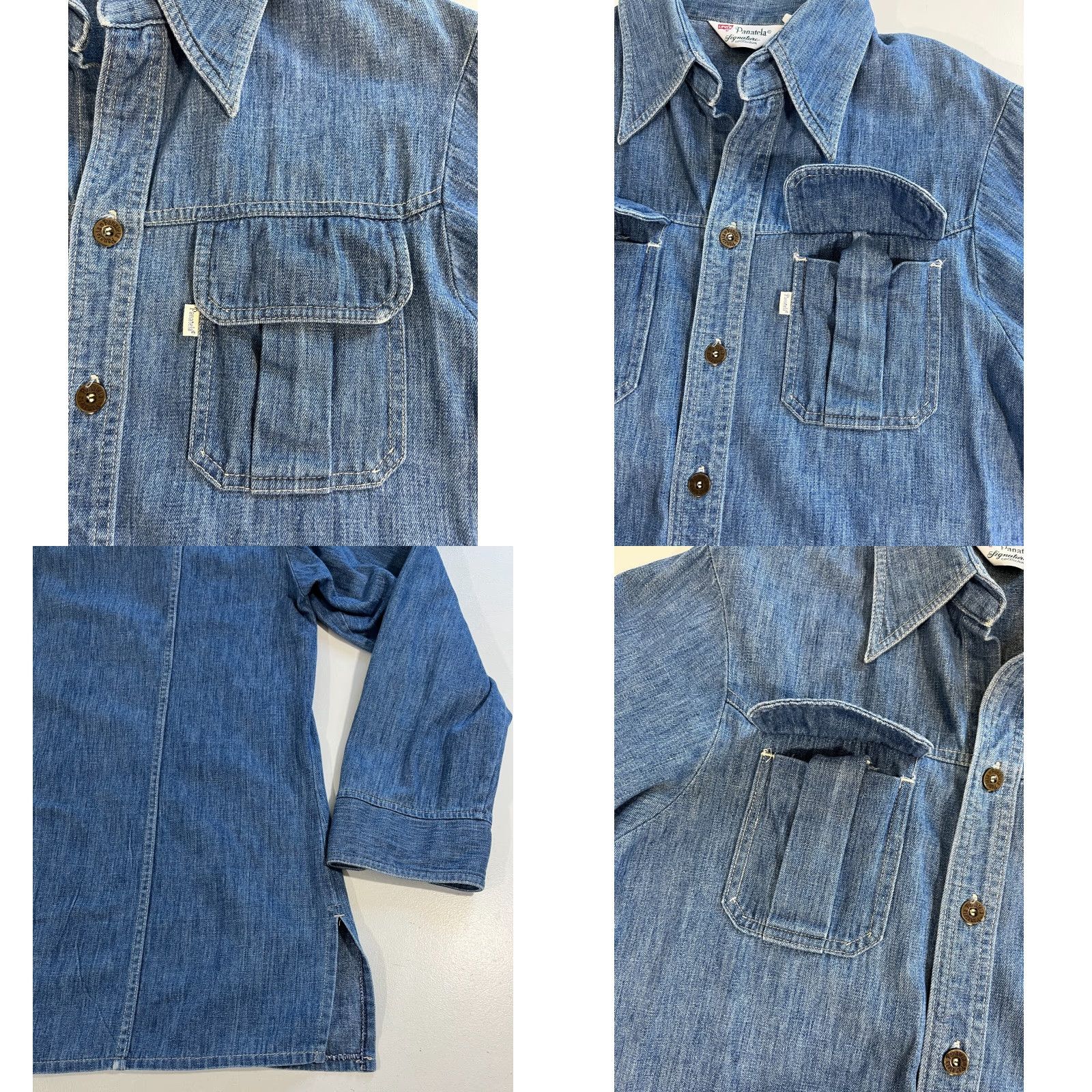 Levi's VINTAGE Levi's Men's Shirt Denim 70s Panatela Signature Collection 70s Americana Blue Long Sleeve Button-Up Size L Mens Size US L / EU 52-54 / 3 - 8 Thumbnail