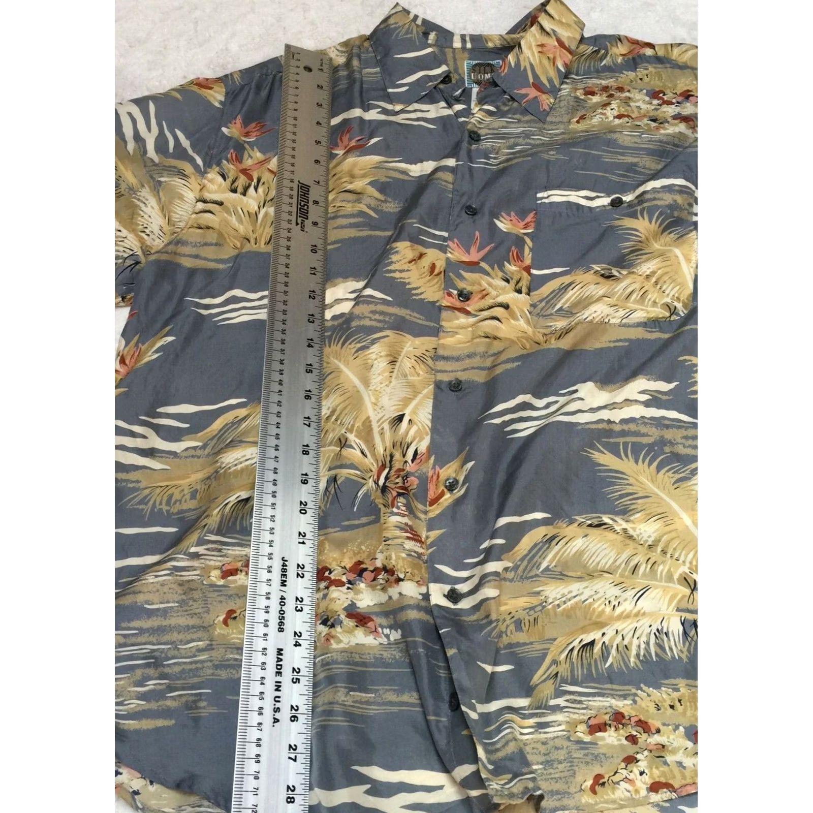 Vintage Silk Uomo Mens Large Palm Tree Button Up Hawaiian Shirt Short Sleeve Blue Size US L / EU 52-54 / 3 - 7 Thumbnail