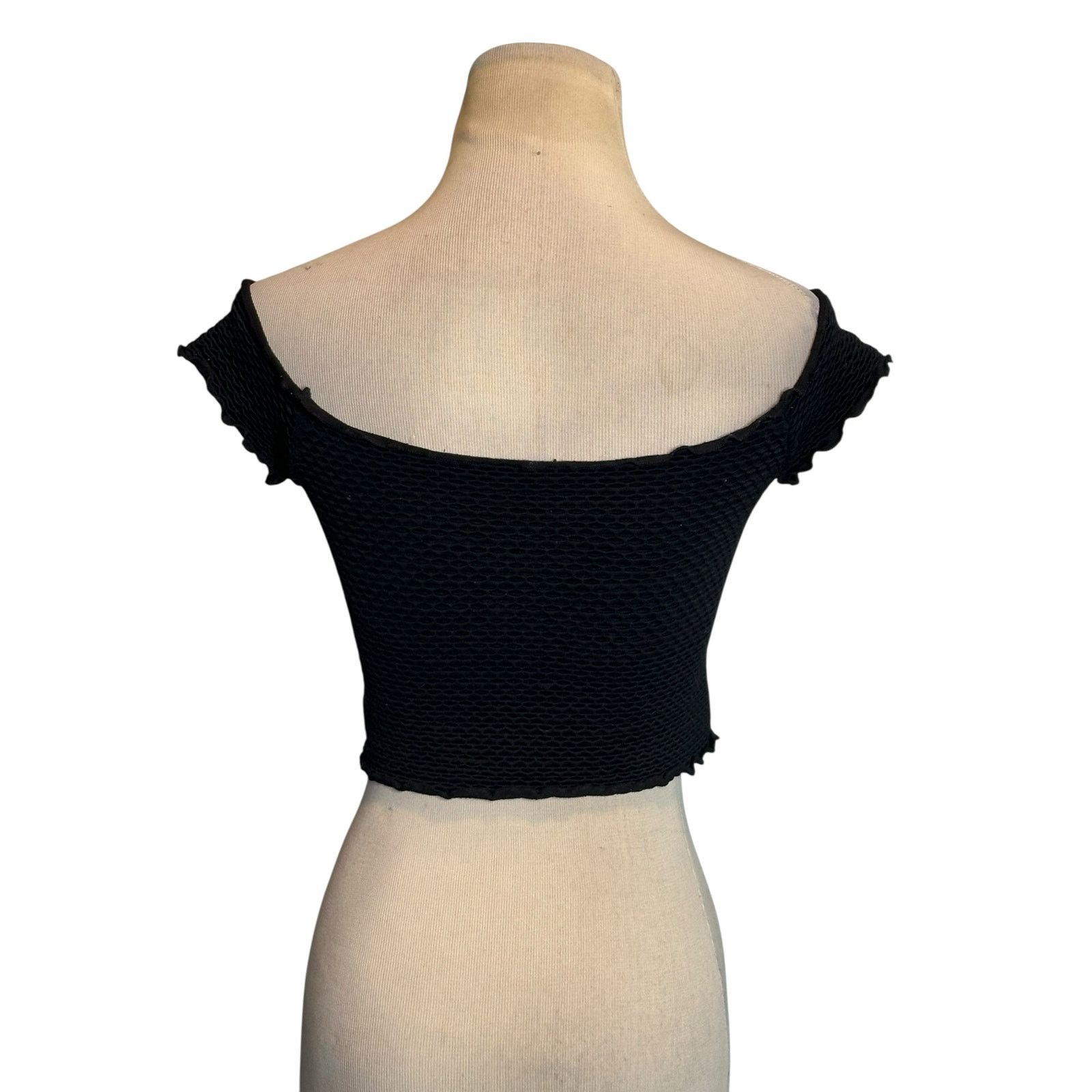Free People Free People black stretched off shoulder crop top size XS Size XS / US 0-2 / IT 36-38 - 2 Thumbnail