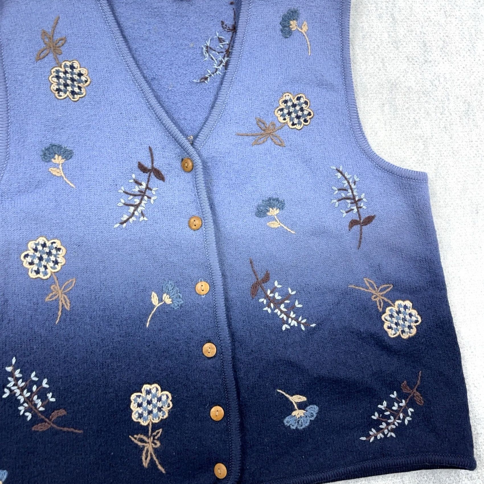 Vintage VINTAGE Marisa Christina Vest Women L Blue Wool Knit Plaid 90s Buttons Pockets Size L / US 10 / IT 46 - 3 Thumbnail