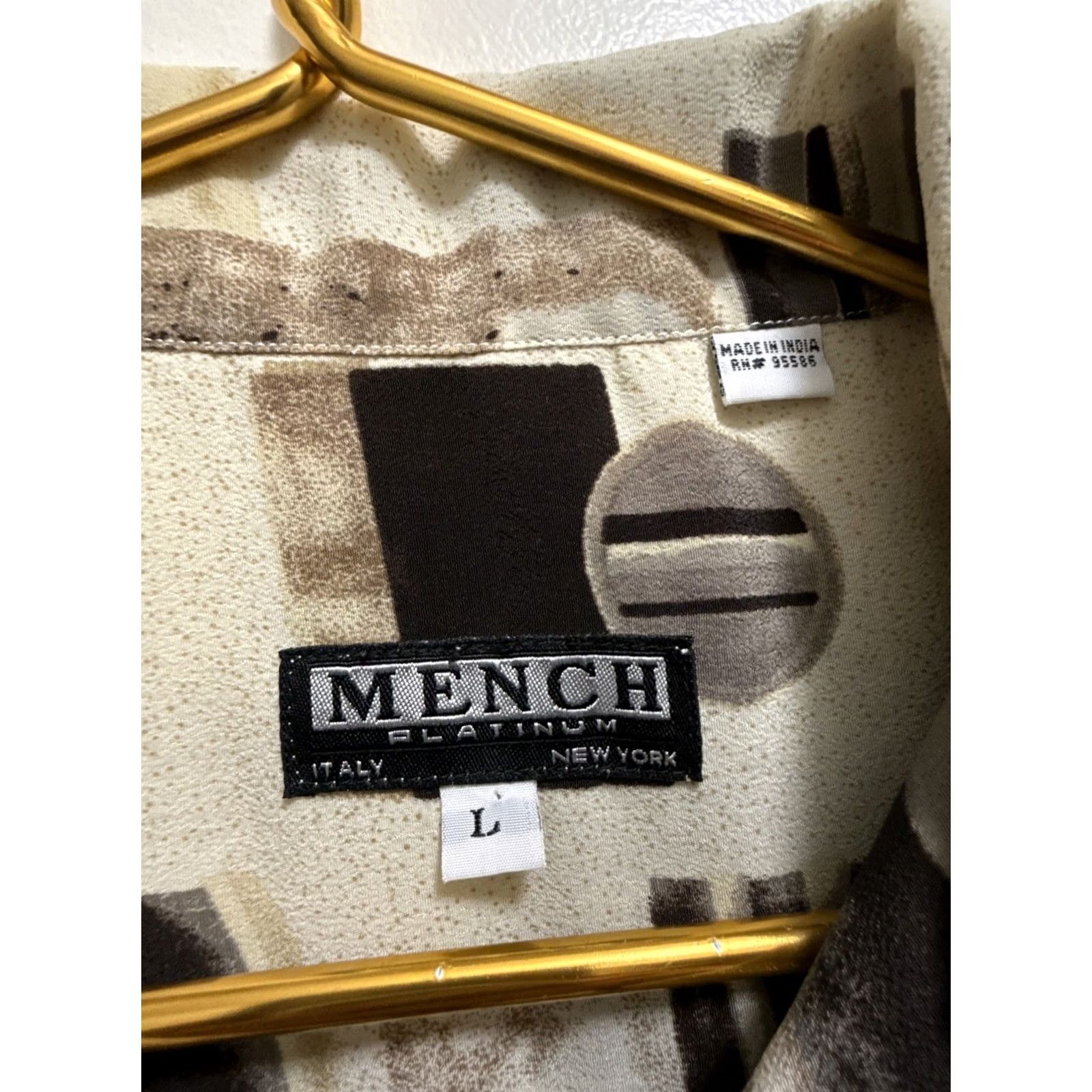 Vintage VINTAGE Mench Platinum Button Up Casual Shirt Large Tan Brown Abstract Italy 90s Mens Size US L / EU 52-54 / 3 - 2 Thumbnail