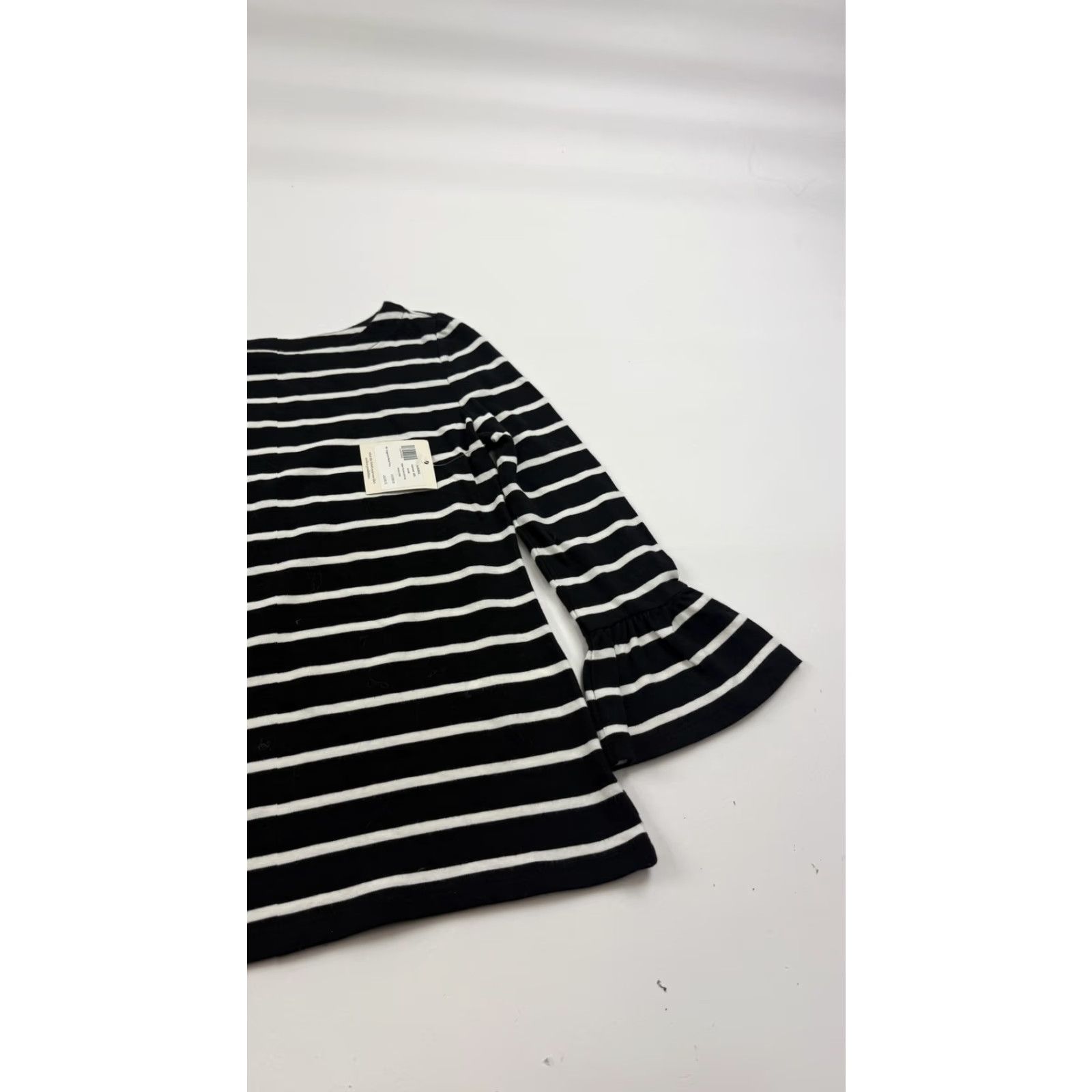 Vintage Kate Spade Shirt Womens XXS Black Striped Flounce Bell Sleeve Boat Neck Jersey Size XXS / US 00 / IT 34 - 3 Thumbnail
