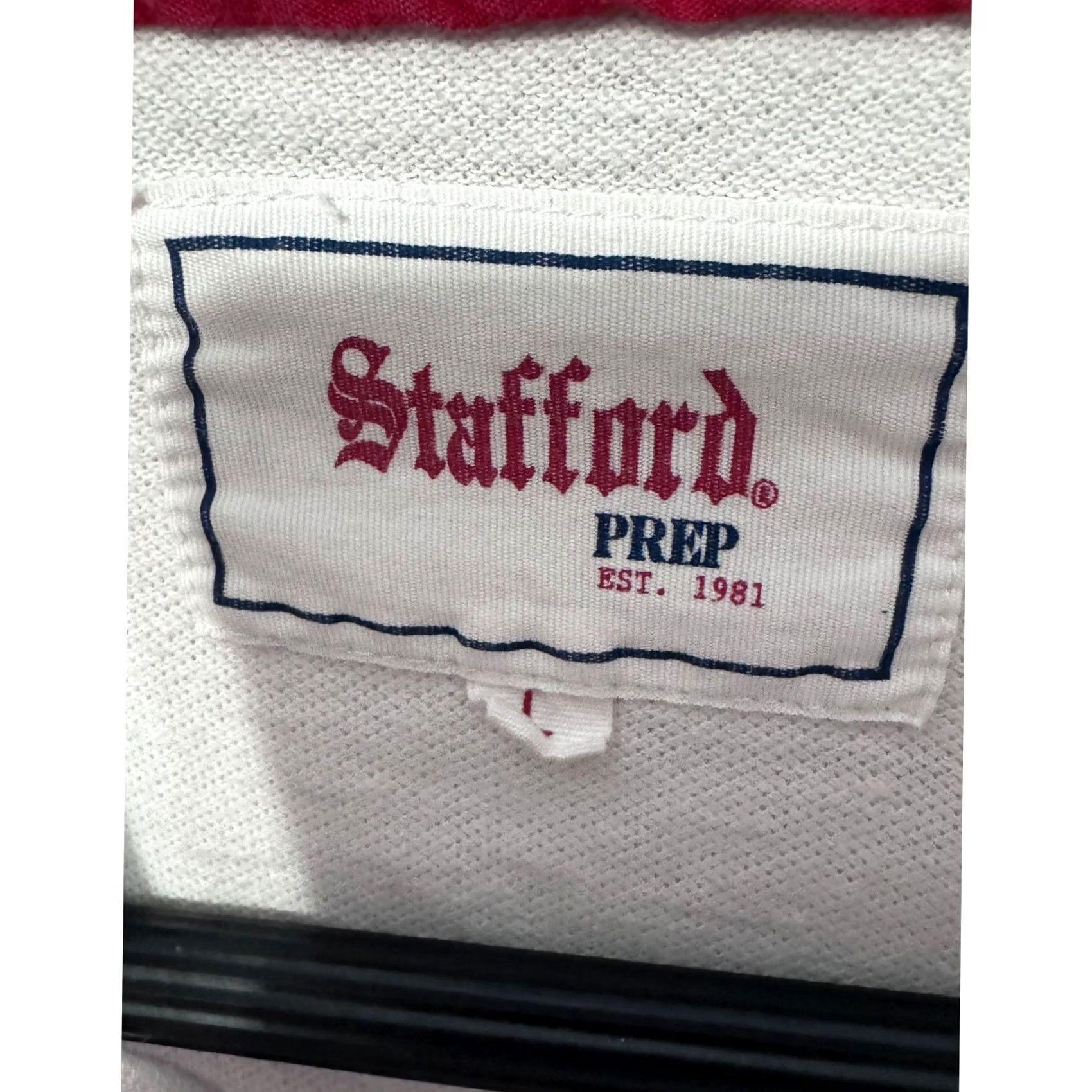 Stafford Stafford Prep Mens Polo Shirt White Lion Crest Short Sleeve Preppy Style Embroidered Logo Contrast Trim Golf Casual Size US XXL / EU 58 / 5 - 7 Thumbnail