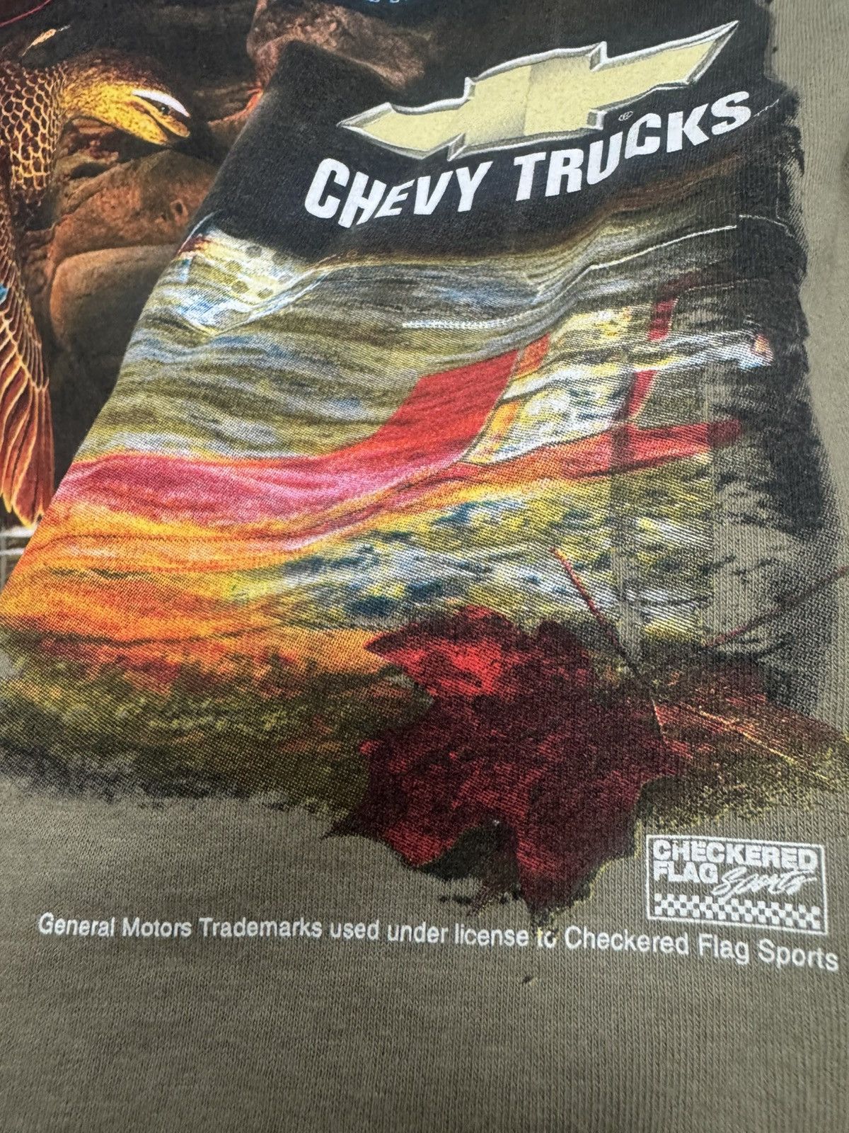 Chevrolet Crazy Vintage Y2K Chevy Trucks Racing Graphic Tee Beige Size US L / EU 52-54 / 3 - 3 Thumbnail