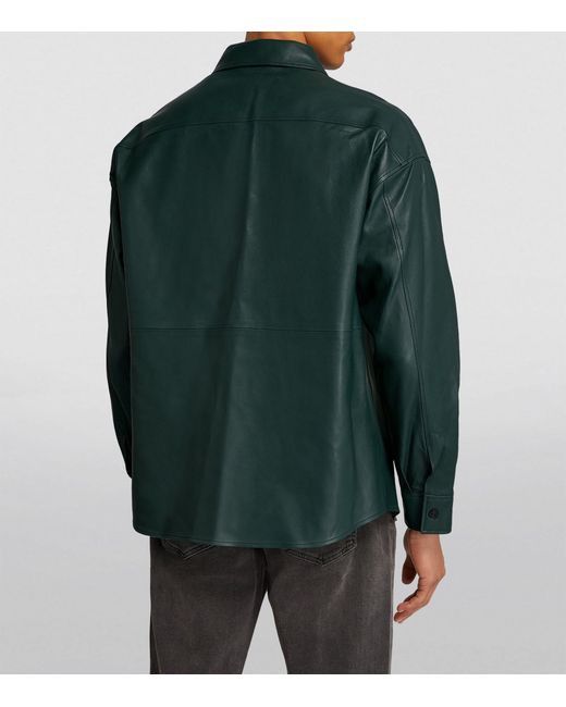 Frame !DS! SS23 Frame Dark Green Leather Shirt Jacket Size US M / EU 48-50 / 2 - 8 Thumbnail