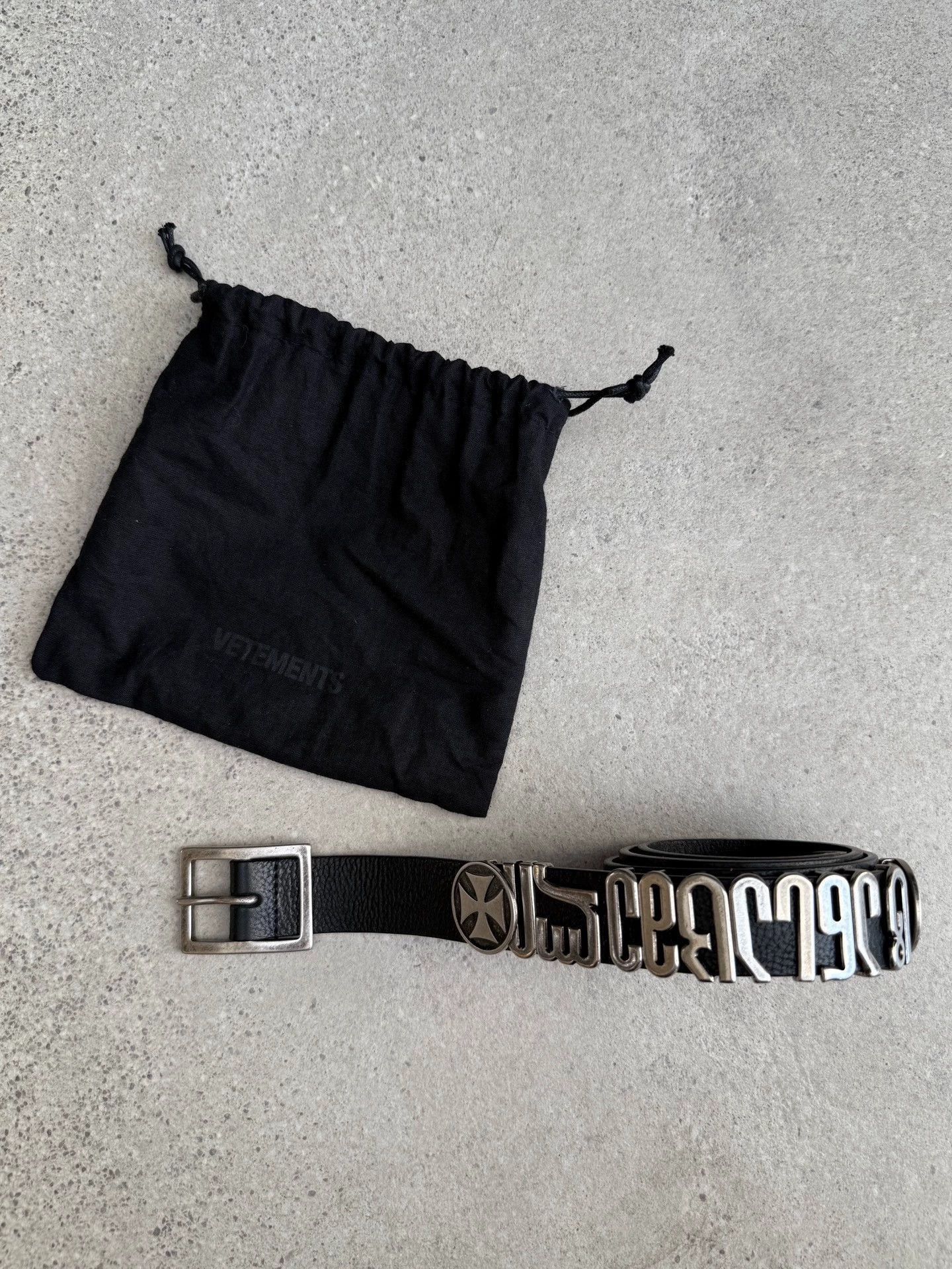 Vetements Black Belt with Silver Decorative Buckle Size ONE SIZE - 1 Thumbnail