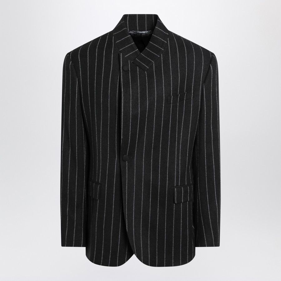 Dolce & Gabbana o1d2blof0226 Striped Wool Blend Single Breasted Jacket Size US S / EU 44-46 / 1 - 1 Thumbnail