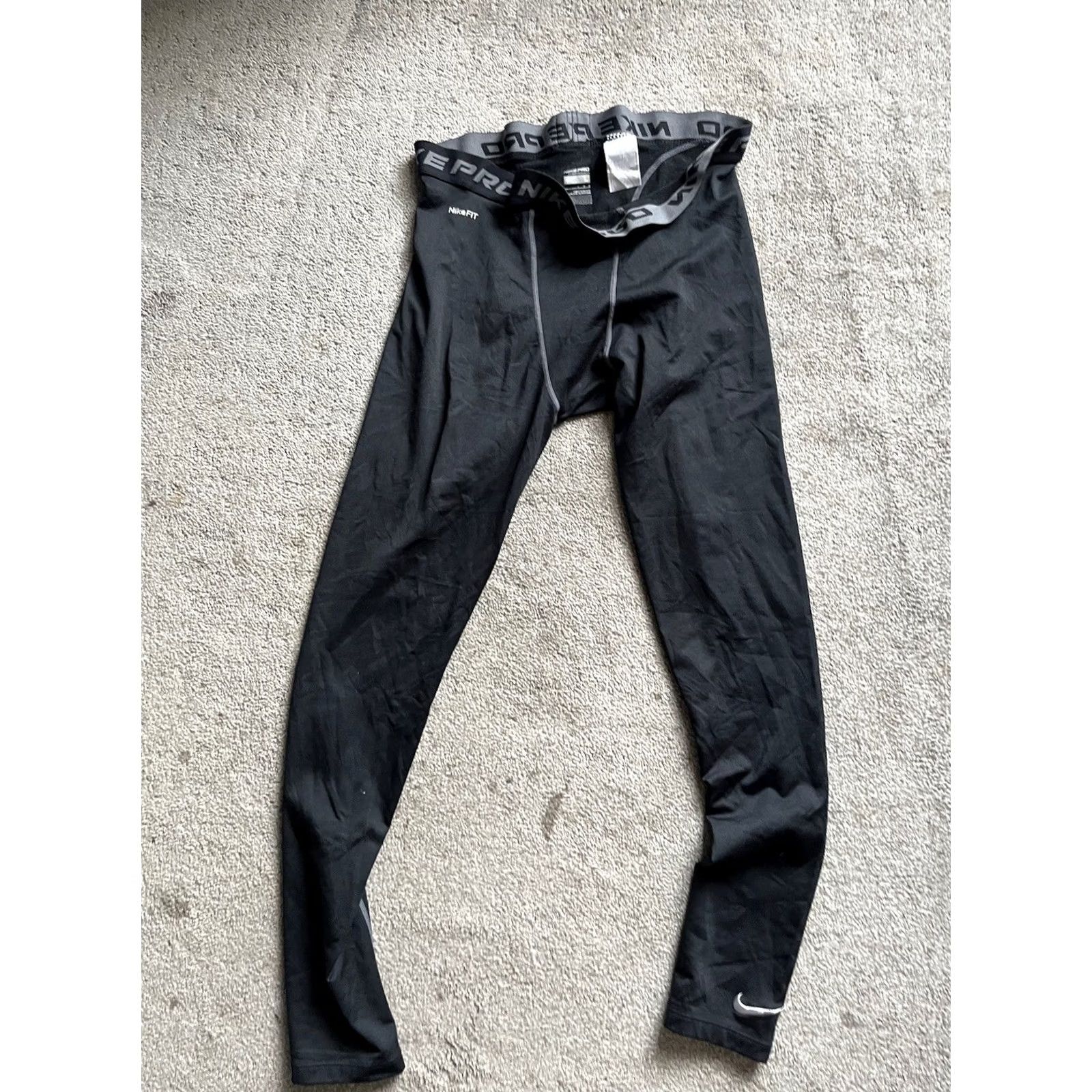 Nike Nike Pro Running Leggings Mens L Black Dri Fit Compression Pants Training Size US 33 - 3 Thumbnail