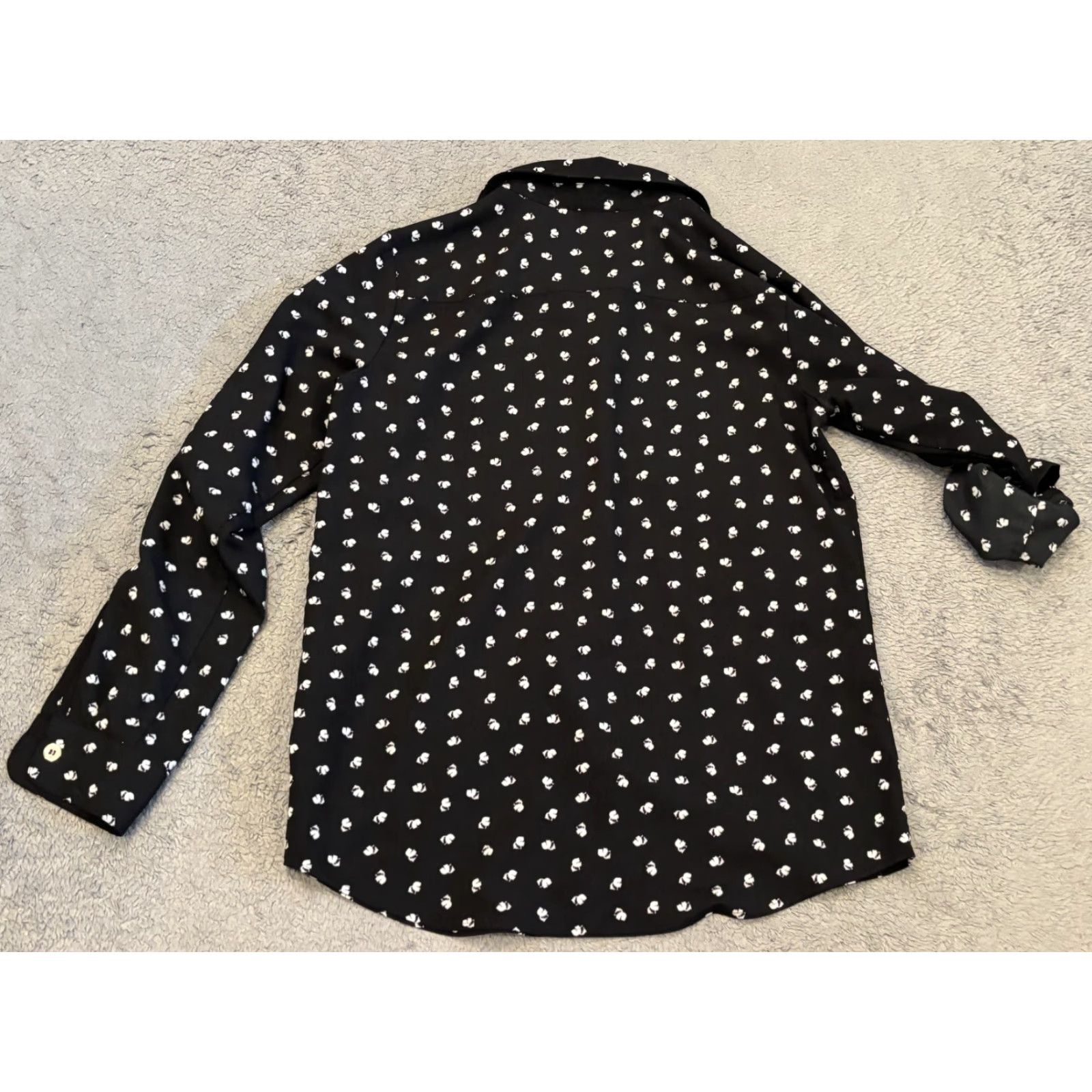 Karl Lagerfeld Karl Lagerfeld Paris Blouse Womens M Black Long Sleeve Button Pattern Office Size M / US 6-8 / IT 42-44 - 5 Thumbnail