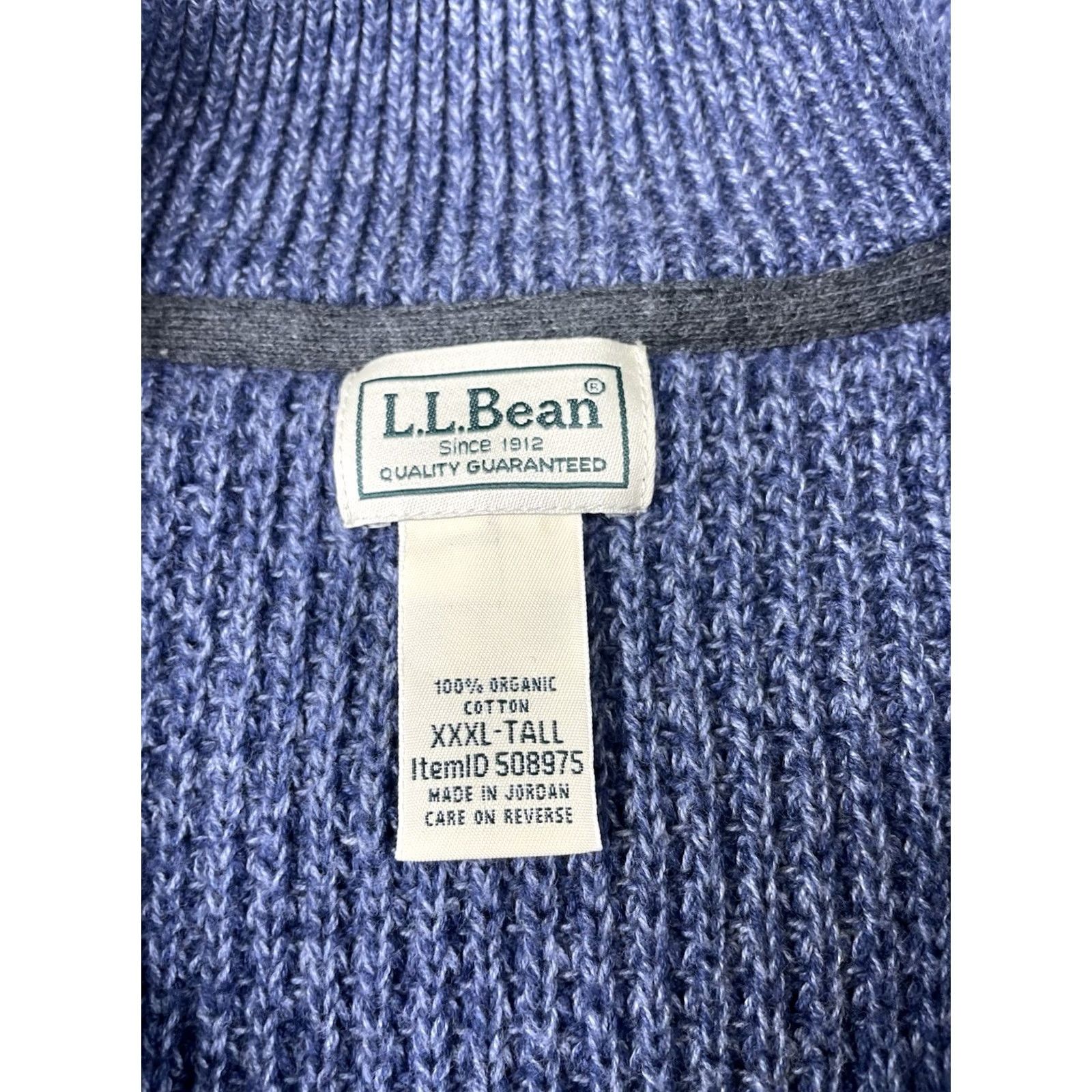 Vintage L.L. Bean Sweater 1/4 Zip Waffle-Knit Heavy Mens 3XLT Blue Cotton Mock Neck Pullover Big & Tall Size US XXL / EU 58 / 5 - 3 Thumbnail