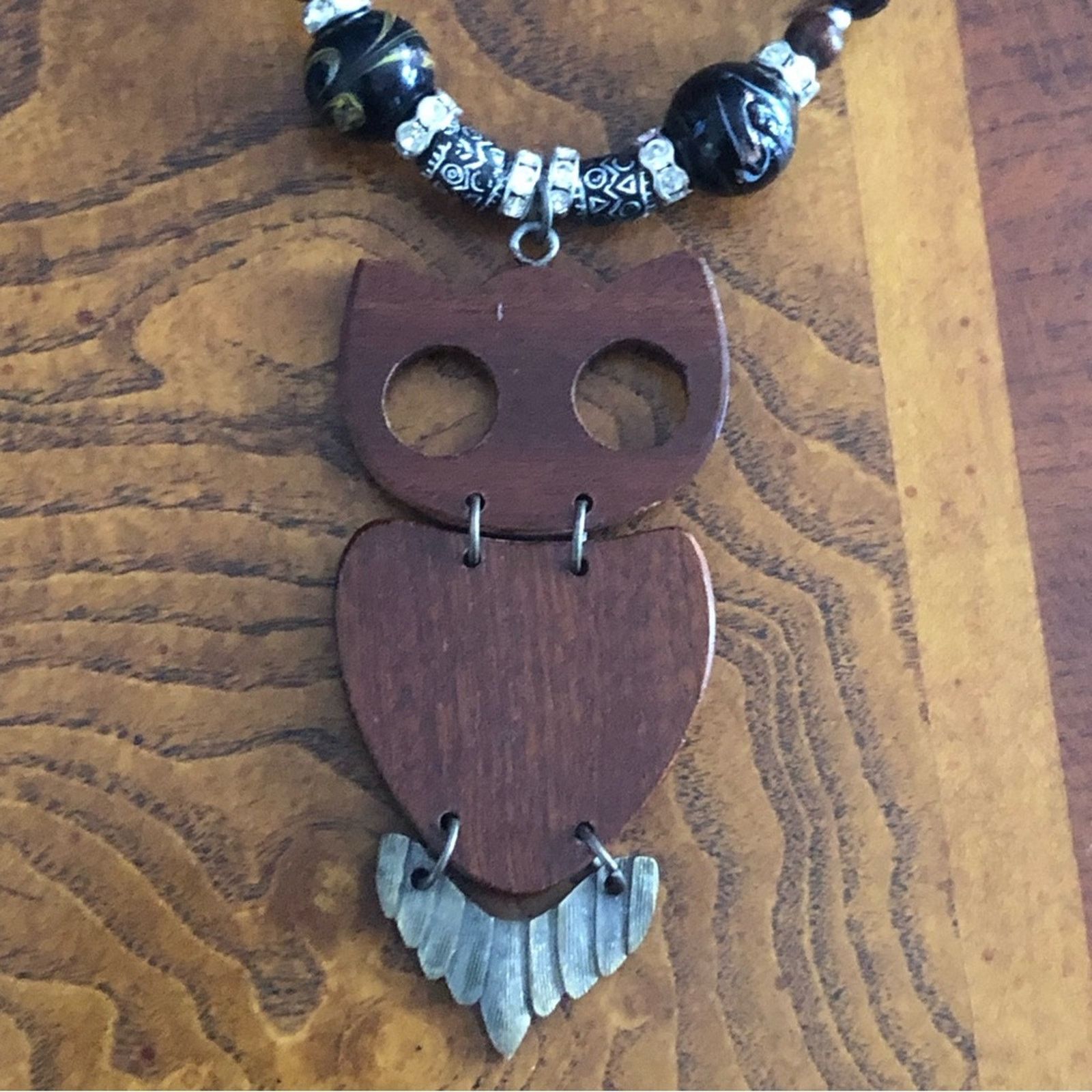 Handmade Handcrafted repurpose articulated owl pendant necklace Size ONE SIZE - 7 Thumbnail