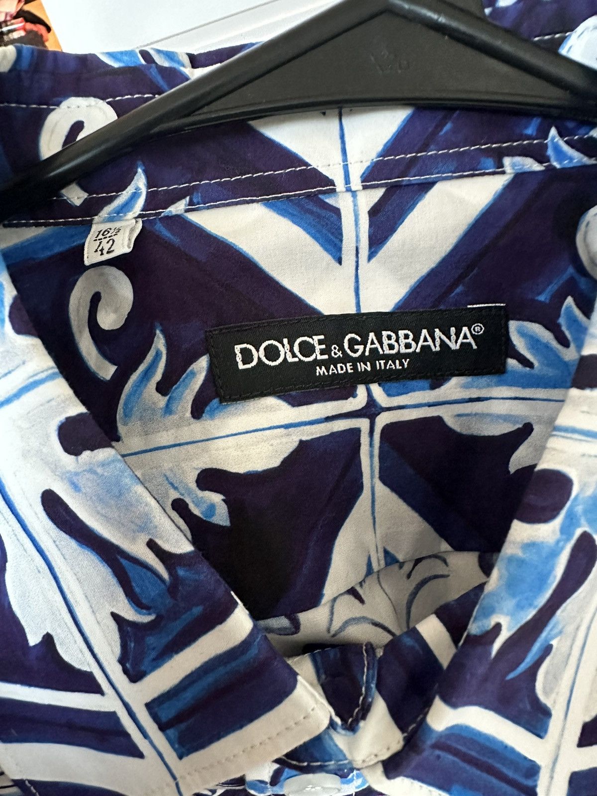 Dolce & Gabbana Dolce & Gabbana Blue Pattern Long Sleeve Button-Up Size US L / EU 52-54 / 3 - 5 Thumbnail