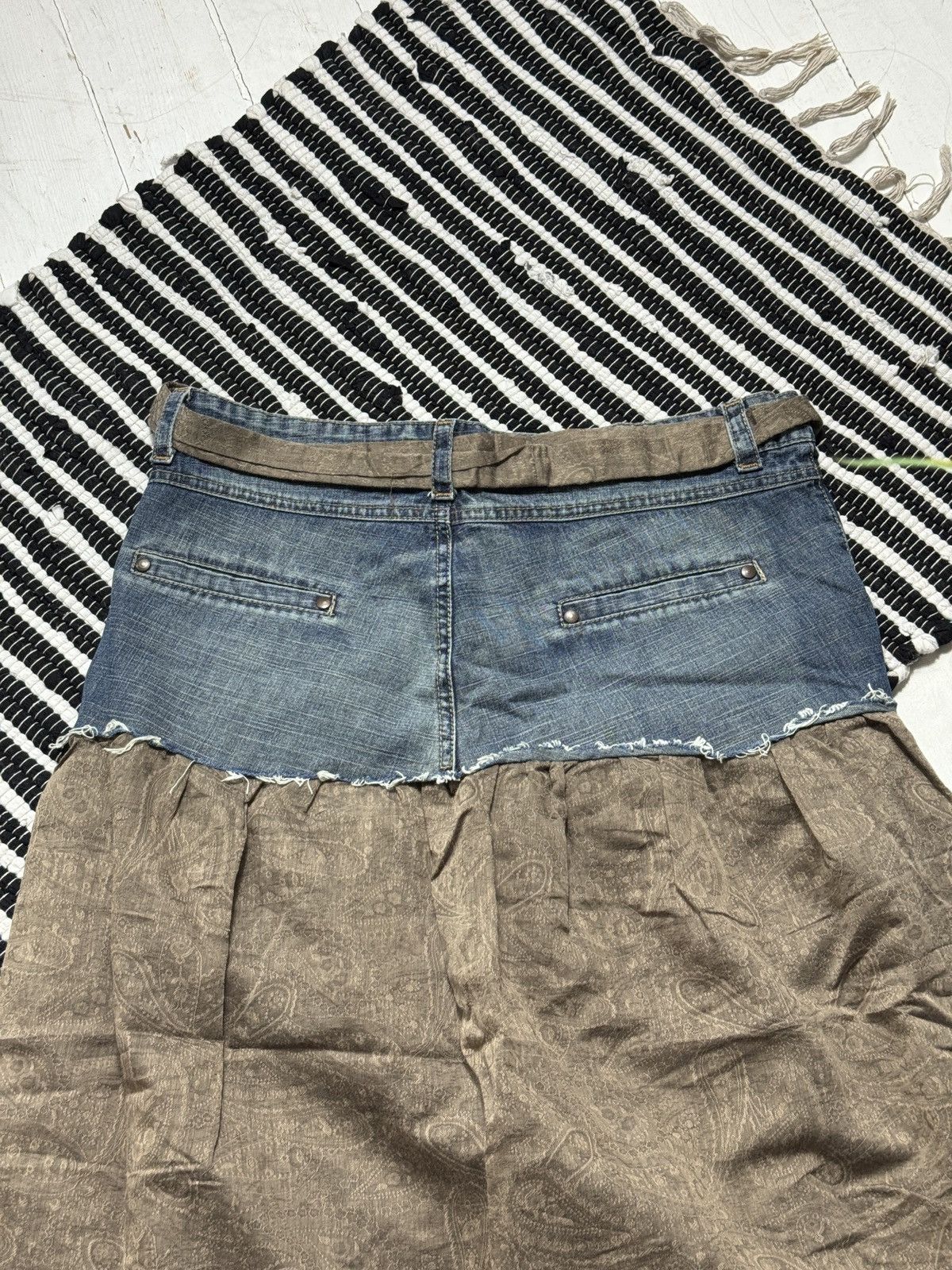 Bershka AVANT GARDE PATCHWORK DENIM & LINEN MAXI SKIRT Size 32" / US 10 / IT 46 - 11 Thumbnail