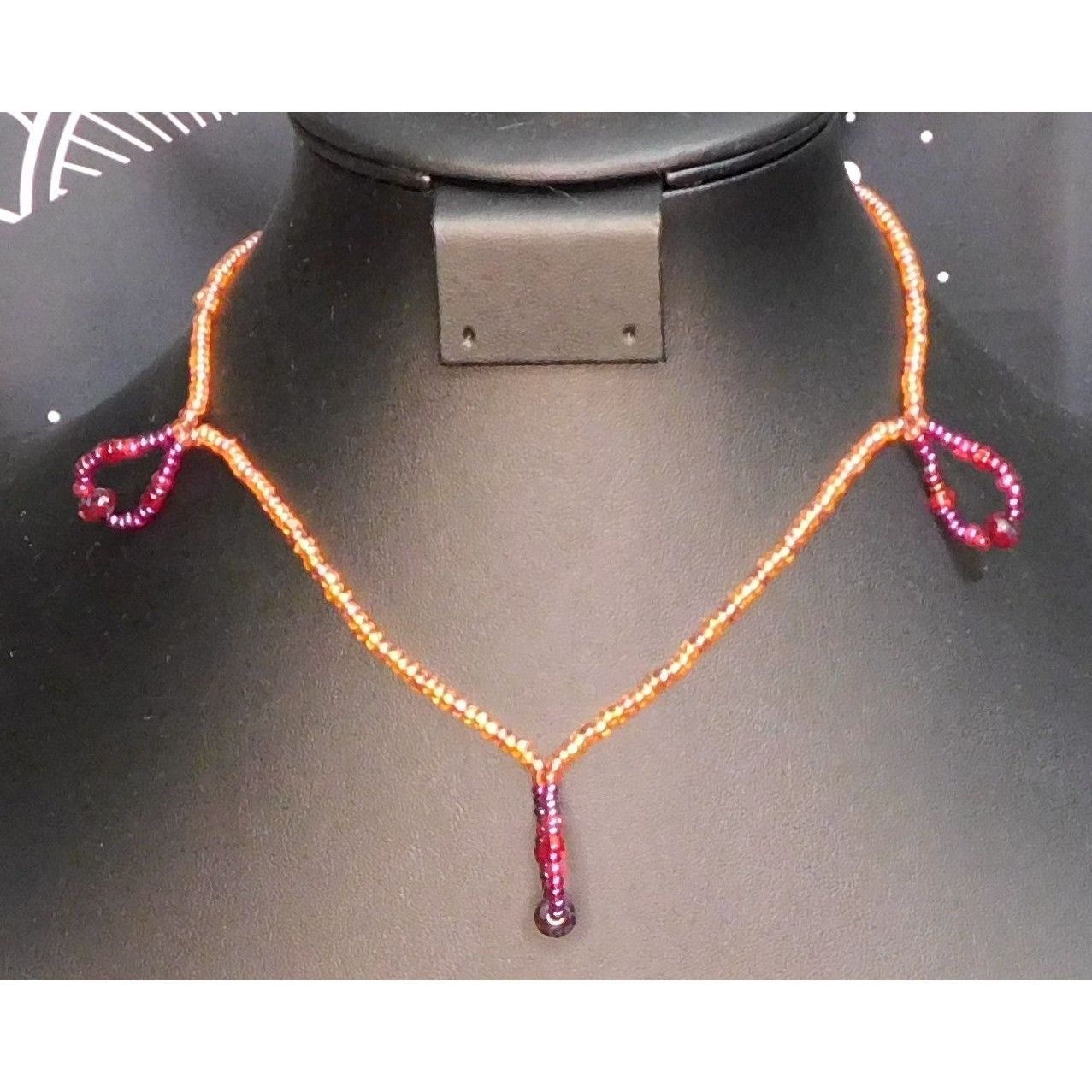 Other Unique Orange And Red Glass Beaded Loop Necklace Size ONE SIZE - 1 Thumbnail