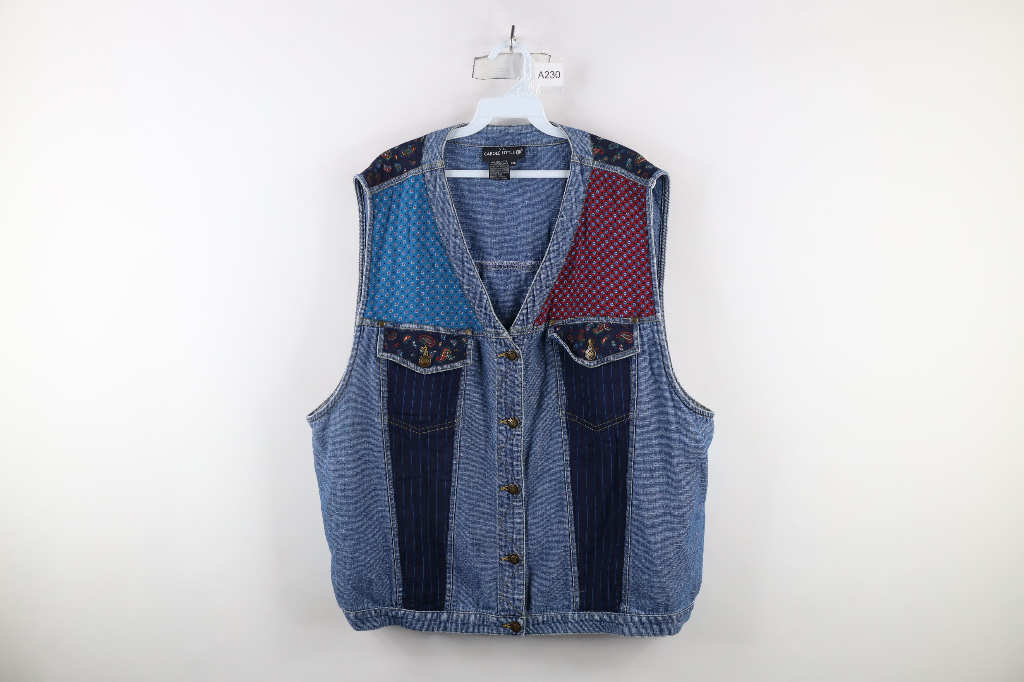 Vintage Vintage 90s Streetwear Patchwork Denim Button Vest Jacket Size 4XL / US 24-26 - 1 Thumbnail