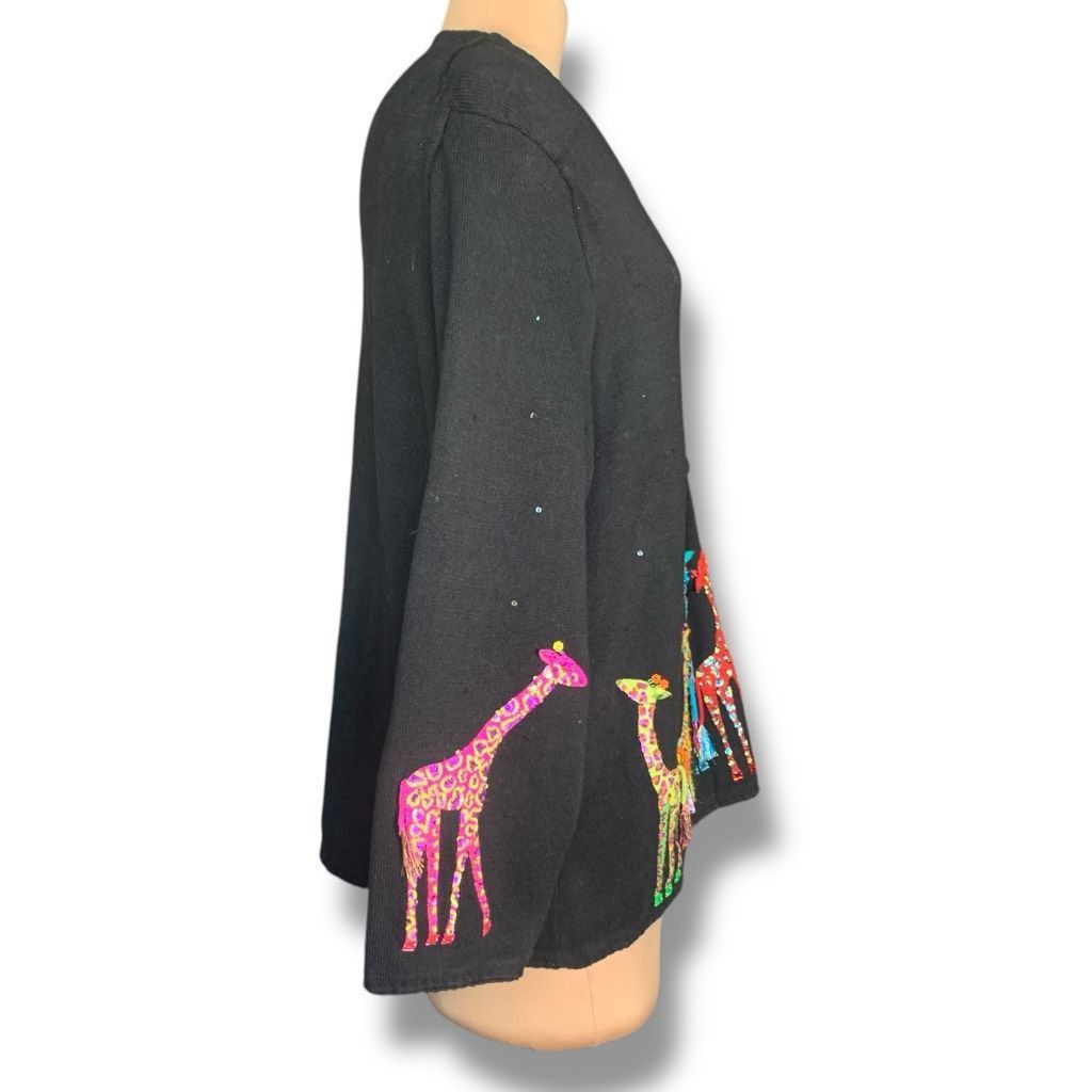 Vintage Vintage Michael Simon Embroidered Cardigan Sweater Black Col Size 4XL / US 24-26 - 2 Thumbnail