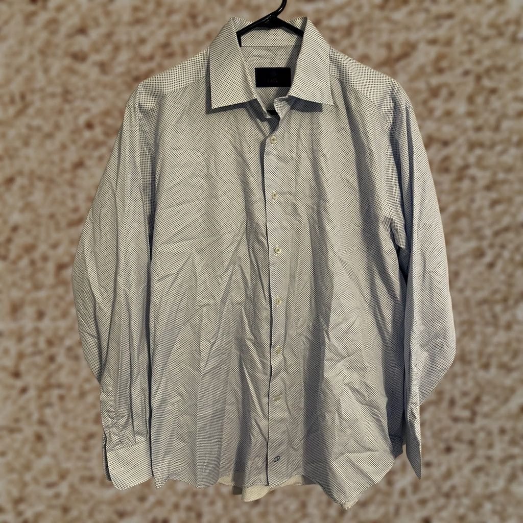 David Donahue David Donahue Light Blue Geometric Dress Shirt Men's 16.5 34/35 L/S Button Up Size 46R - 1 Thumbnail