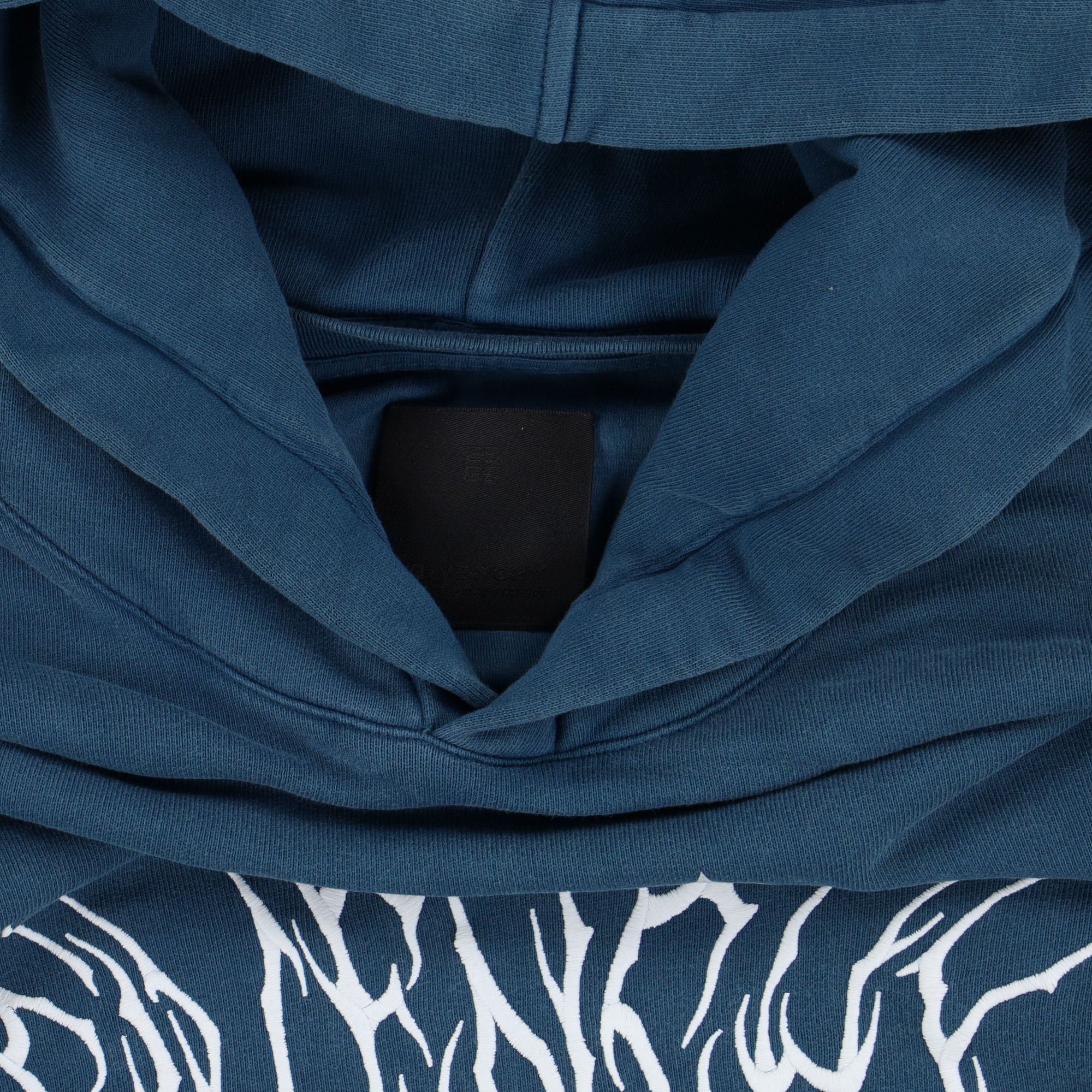 Givenchy Blue Embroidered Multi Logo Oversized Layered Hoodie Size US M / EU 48-50 / 2 - 6 Thumbnail