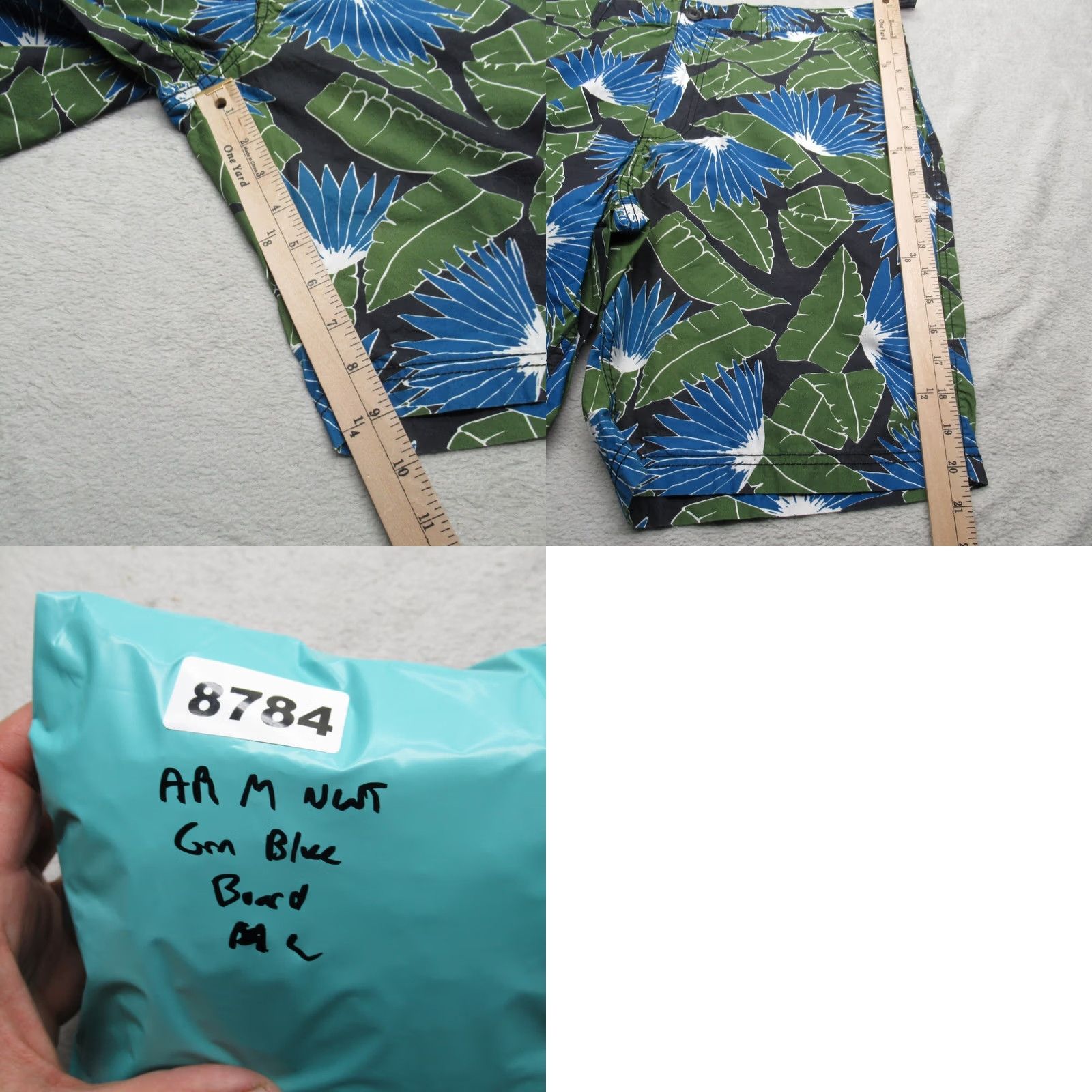 Vintage Board Shorts Mens 38 Green Blue Tropical Floral Slim Fit Above Knee NWT Size US 38 / EU 54 - 9 Thumbnail