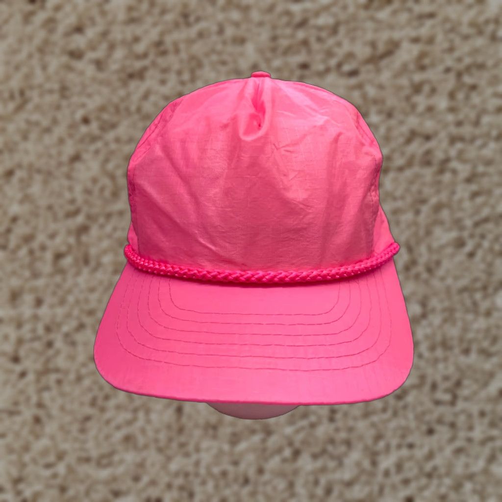 Vintage Designer Award Headwear Hat Snap Back Adult One Size Pink High Visibility Nylon Hiking Running Size ONE SIZE - 1 Thumbnail