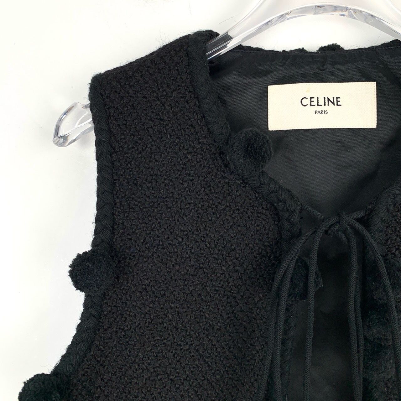Celine Celine Black Woven Pom-Pom Tweed Vest (Size 38) Size XS / US 0-2 / IT 36-38 - 5 Thumbnail