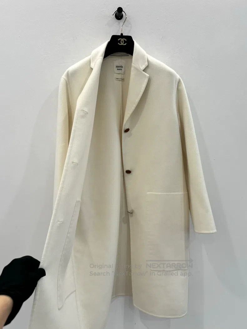 Hermes Hermes White cashmere women's coat Size XS / US 0-2 / IT 36-38 - 3 Thumbnail
