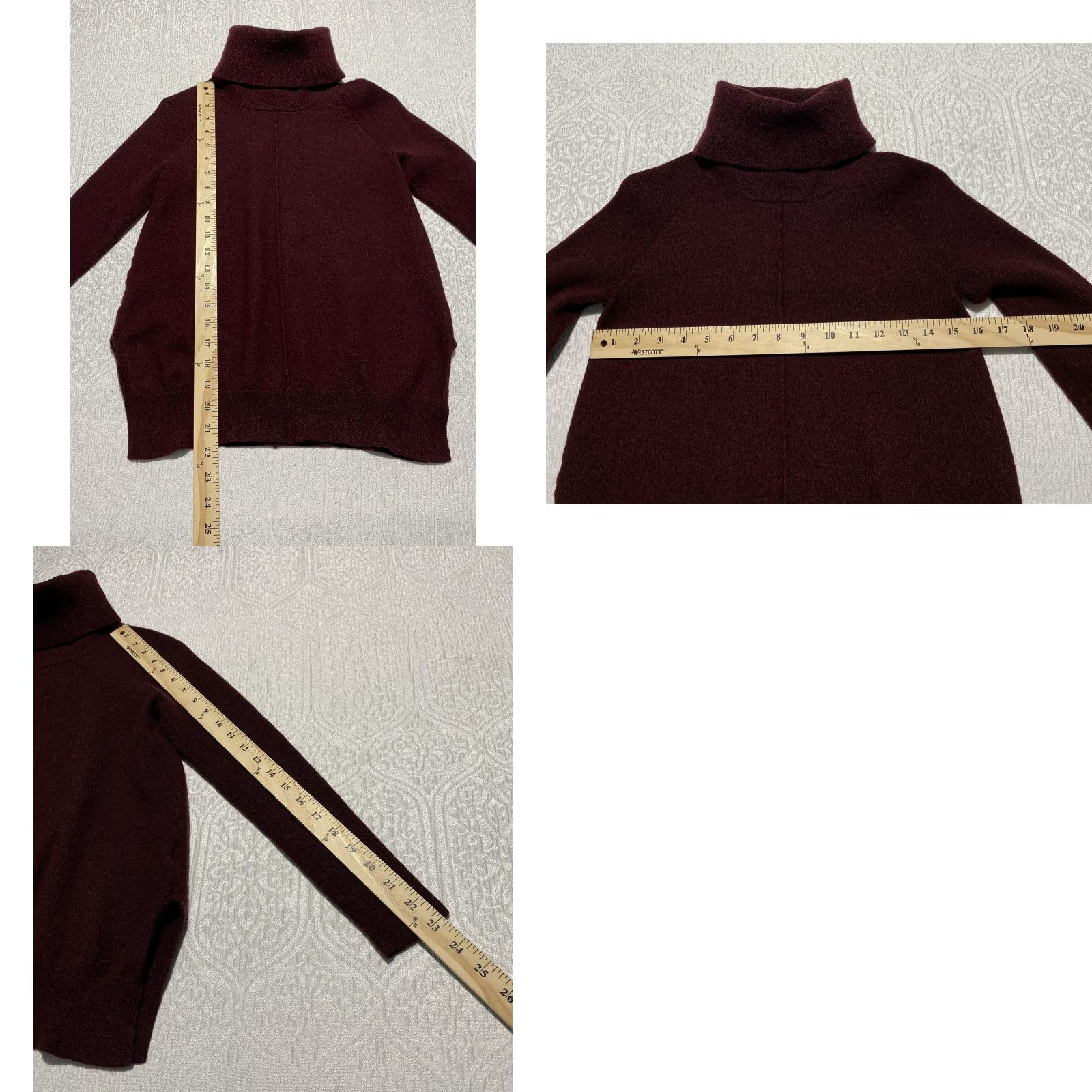 Cynthia Rowley Cynthia Rowley Sweater Womens Small Burgundy Merino Wool Turtleneck Raglan Knit Size S / US 4 / IT 40 - 8 Thumbnail