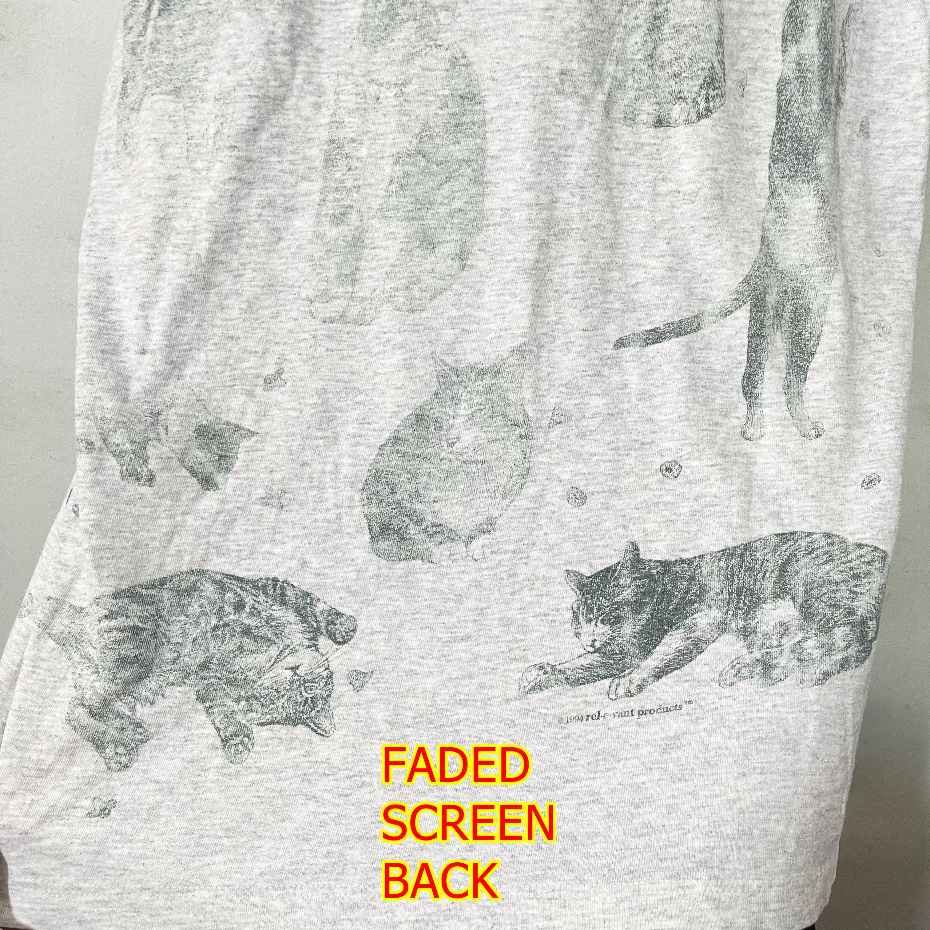 Vintage Vintage 90s All Over Cat Print T-Shirt Size US L / EU 52-54 / 3 - 5 Thumbnail